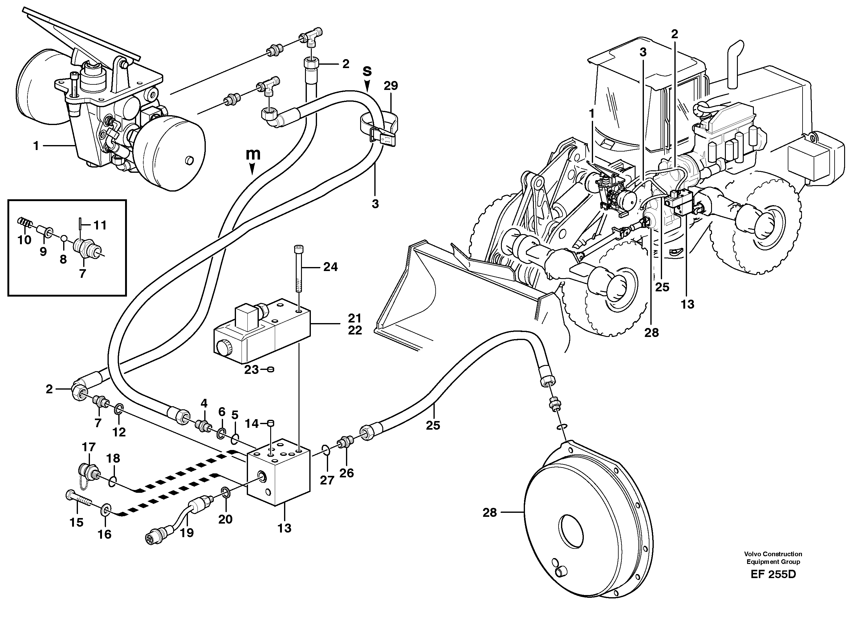 Brake hoses, parking brake — volvo parts diagram