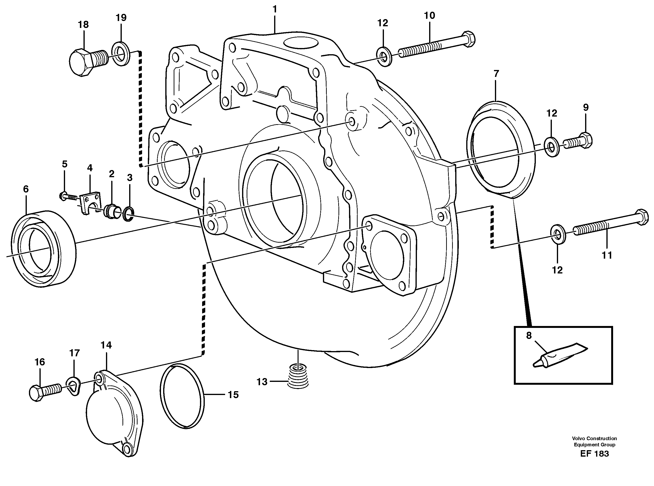 Flywheel housing — volvo parts diagram