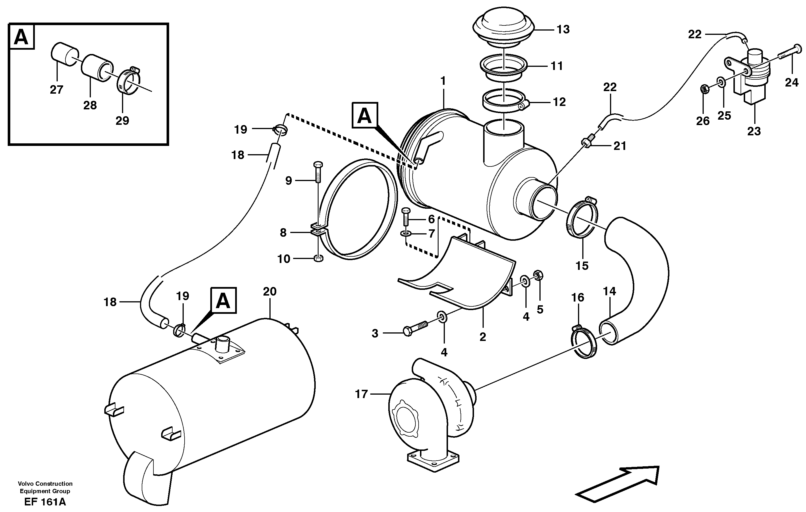 Air filter with fitting parts — volvo parts diagram
