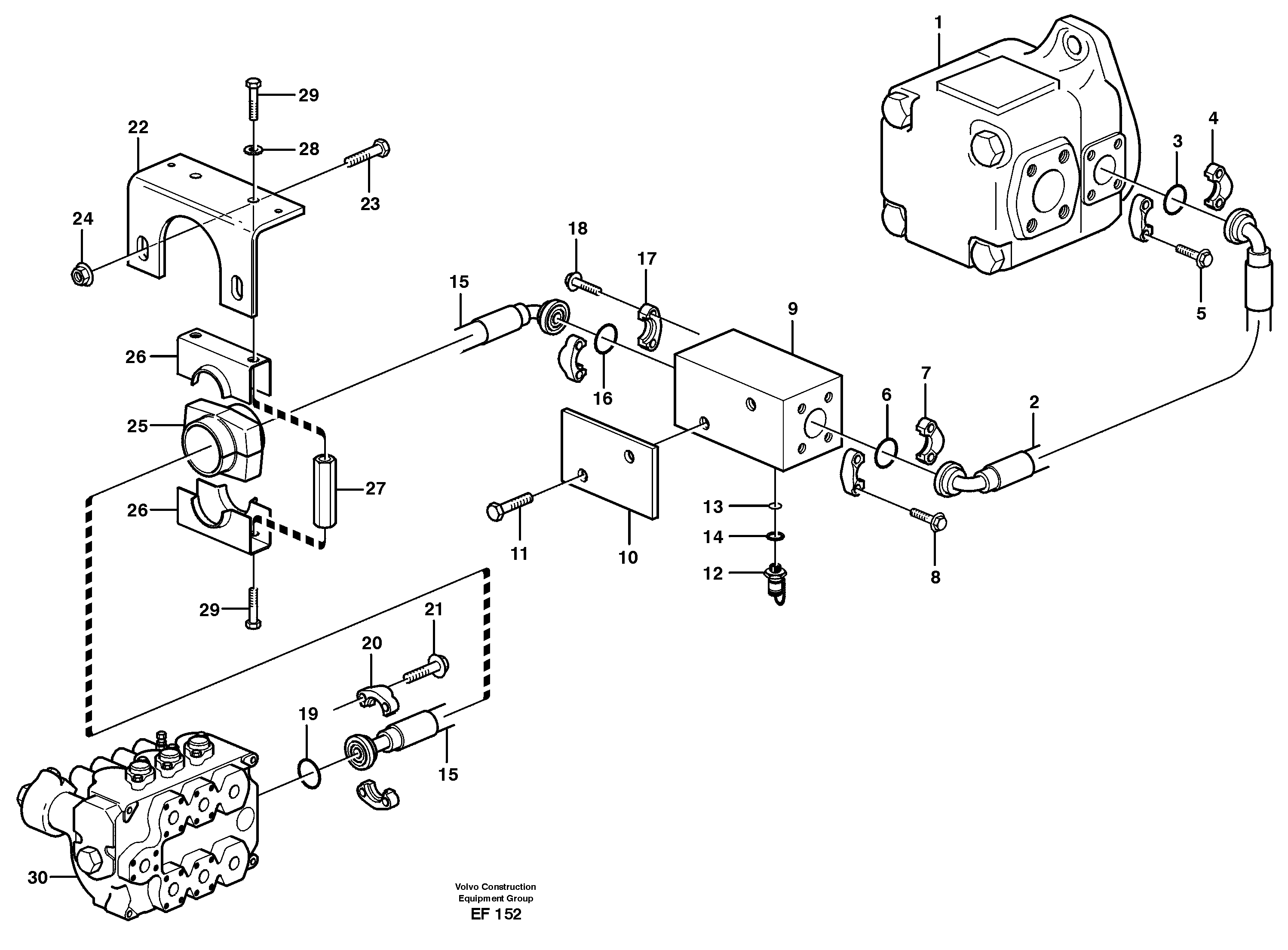 Hydraulic system, feed line — volvo parts diagram