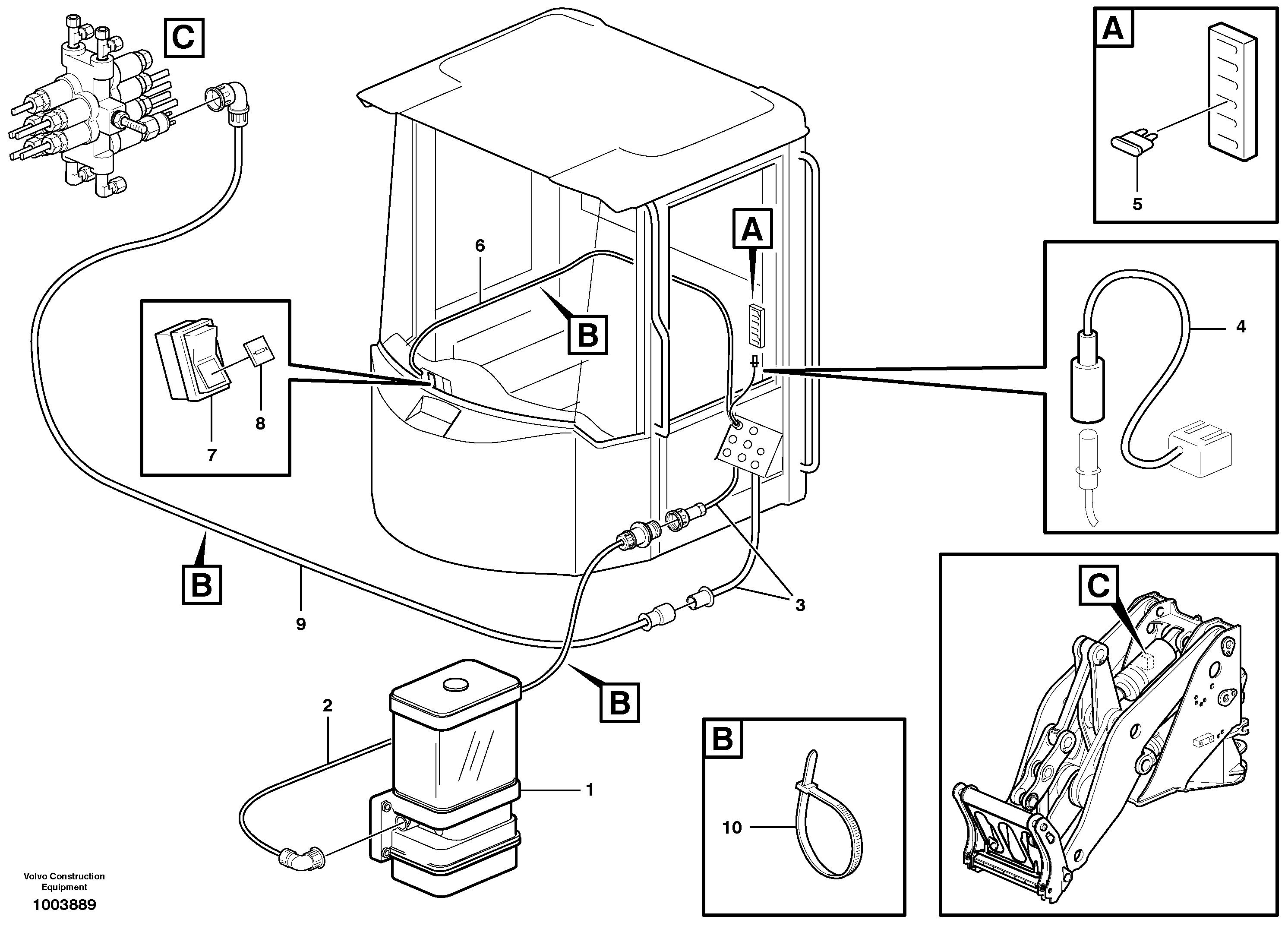 Cable harness, central lubrication.  80444 — volvo parts diagram