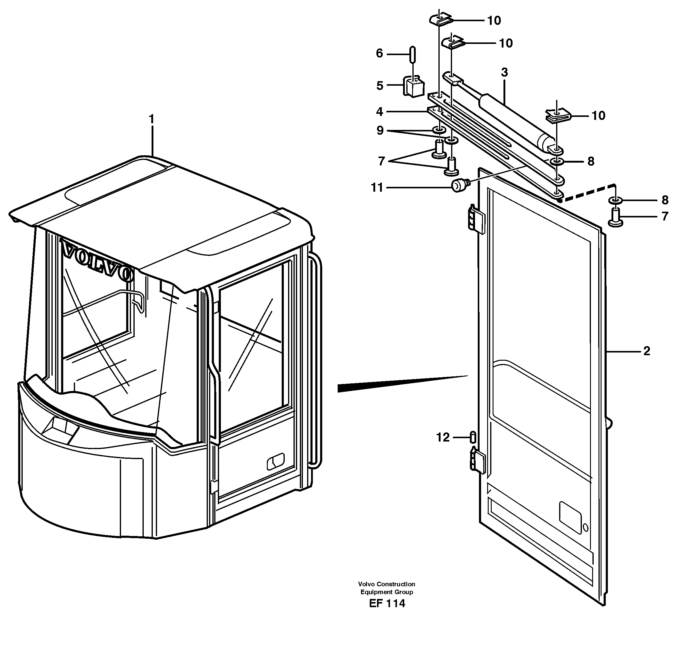 Door with fitting parts — volvo parts diagram