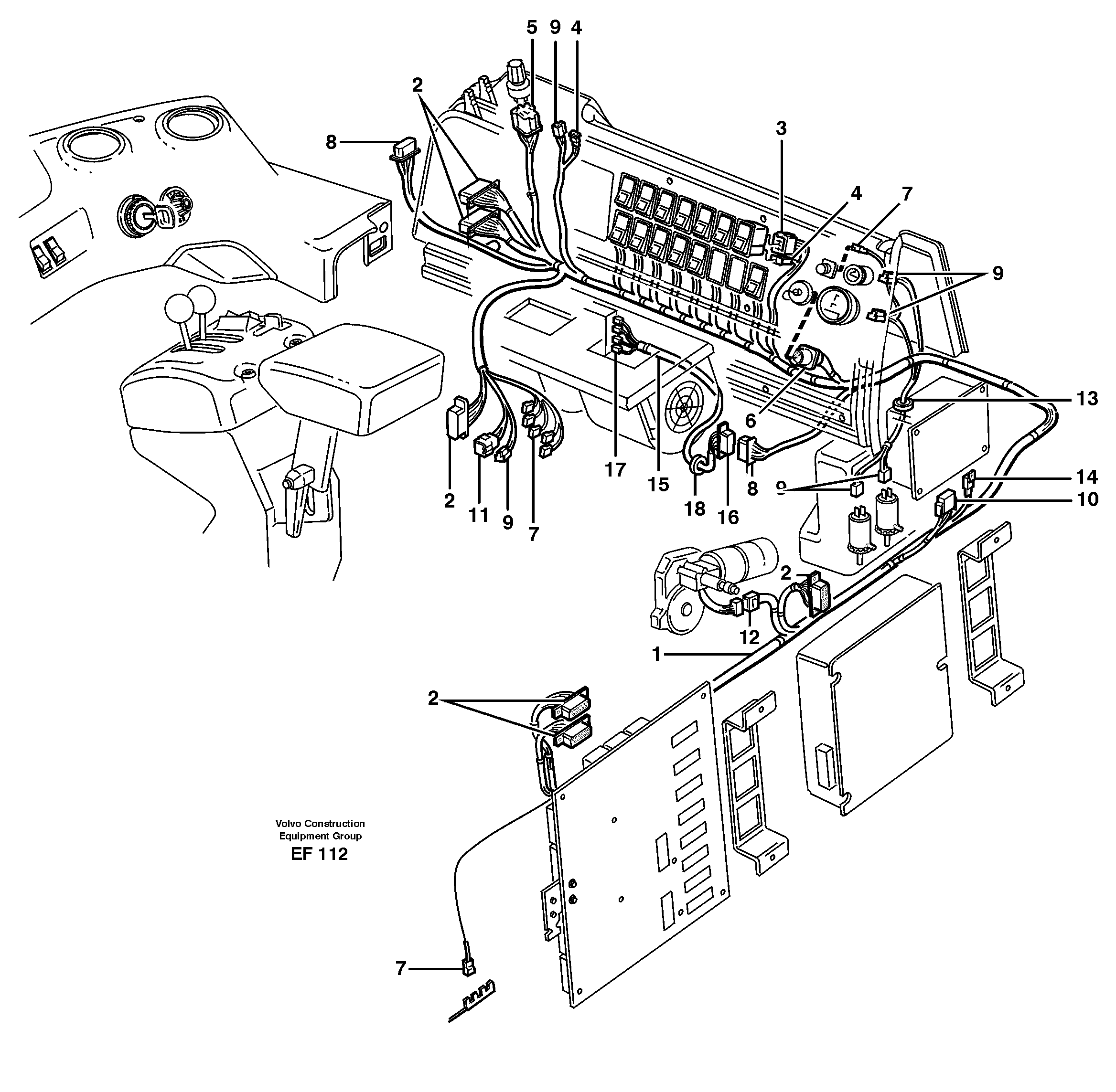 Cable harnesses, control panel — volvo parts diagram