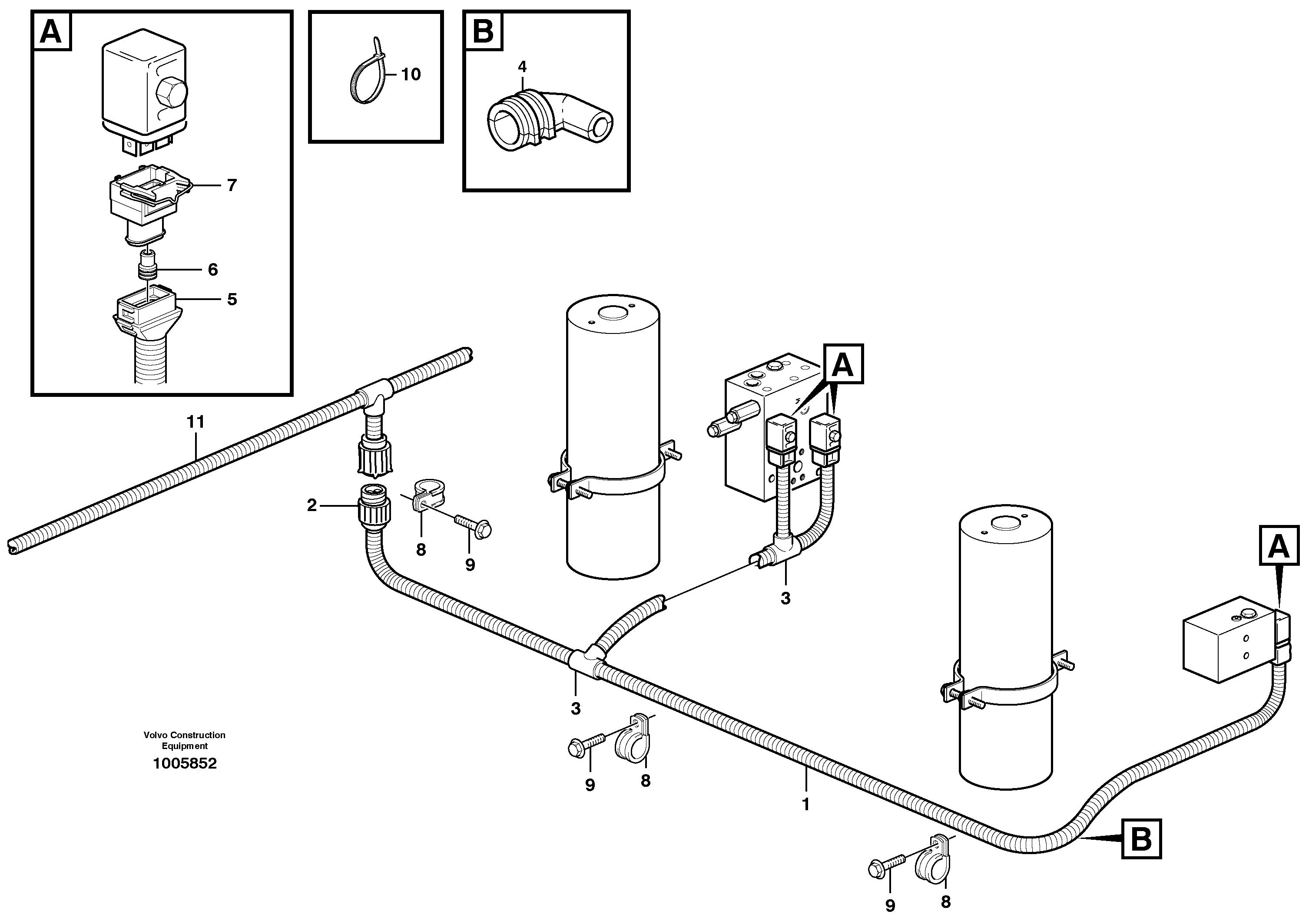 Cable harness, boom suspension system.  80222 — volvo parts diagram