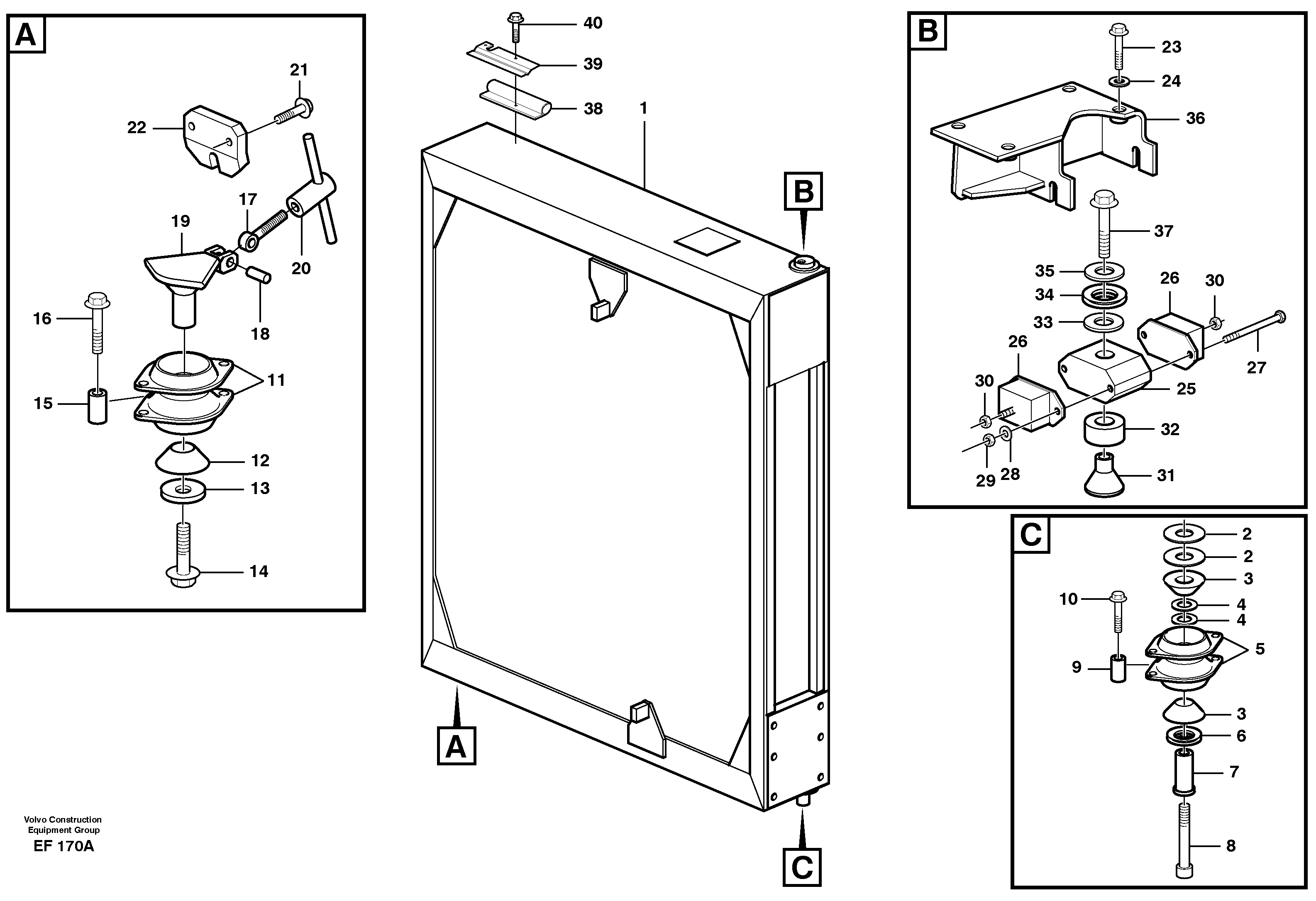 Radiator with fitting parts — volvo parts diagram