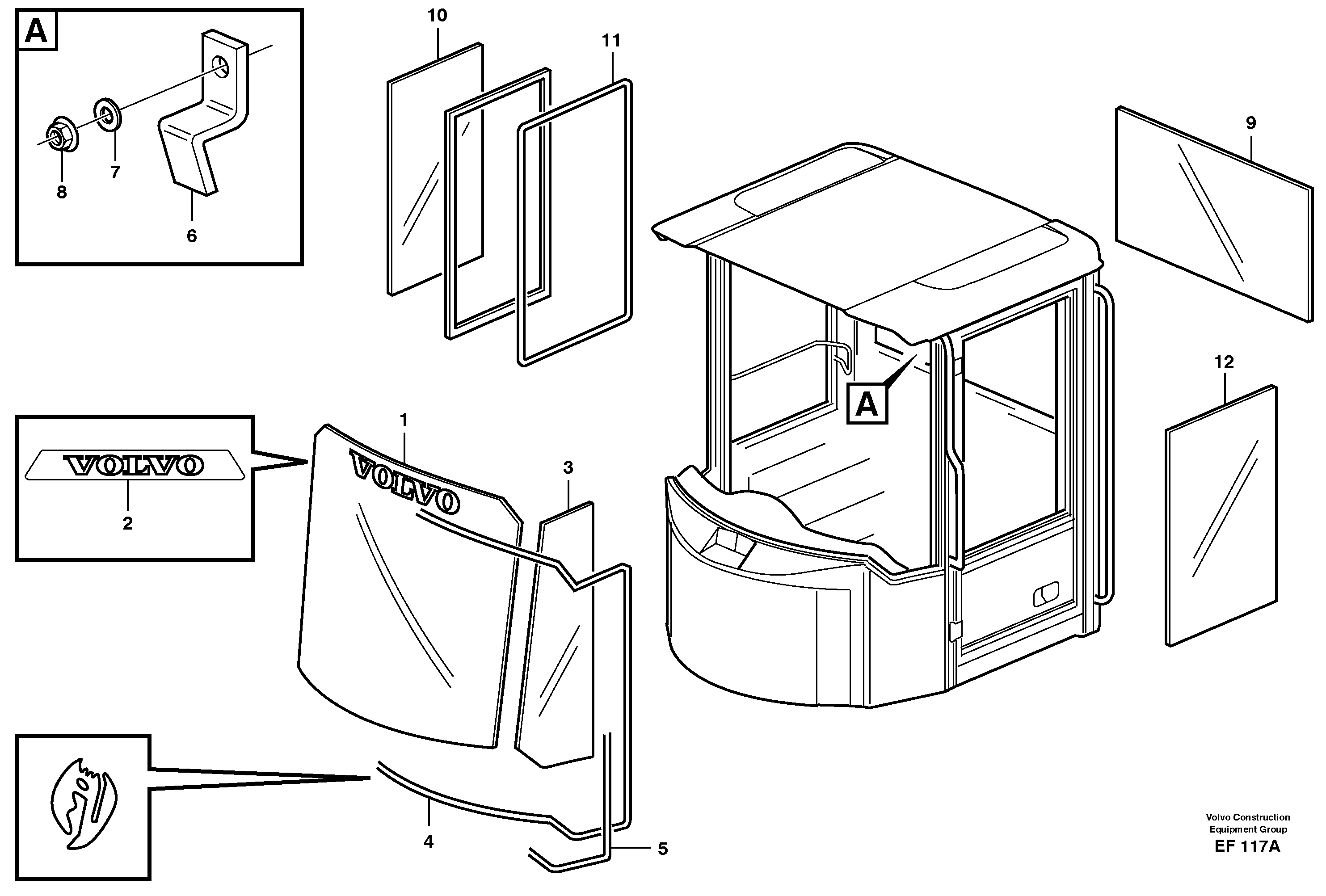 Glass panes — volvo parts diagram