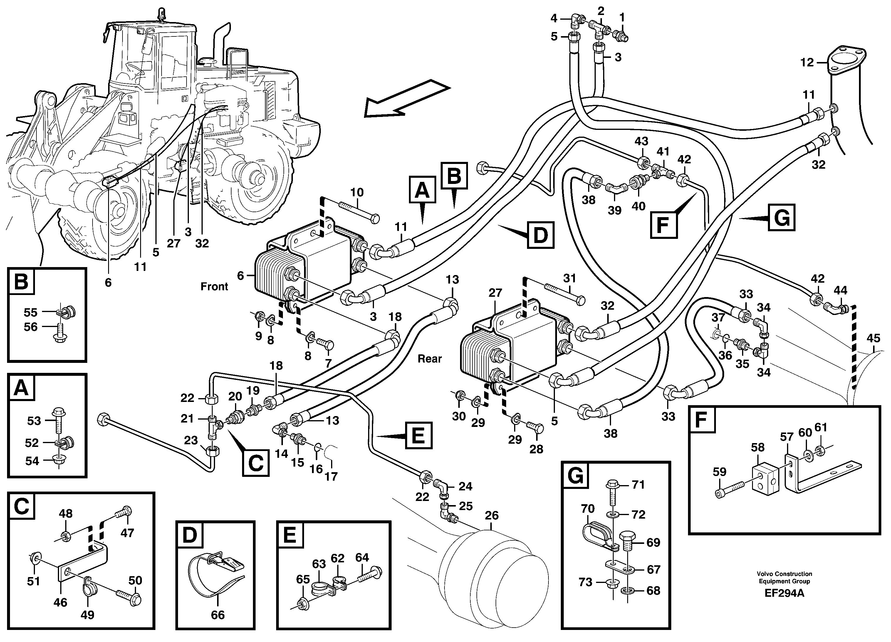 Cooling system for brakes.  80590,  92952,  94632 — volvo parts diagram