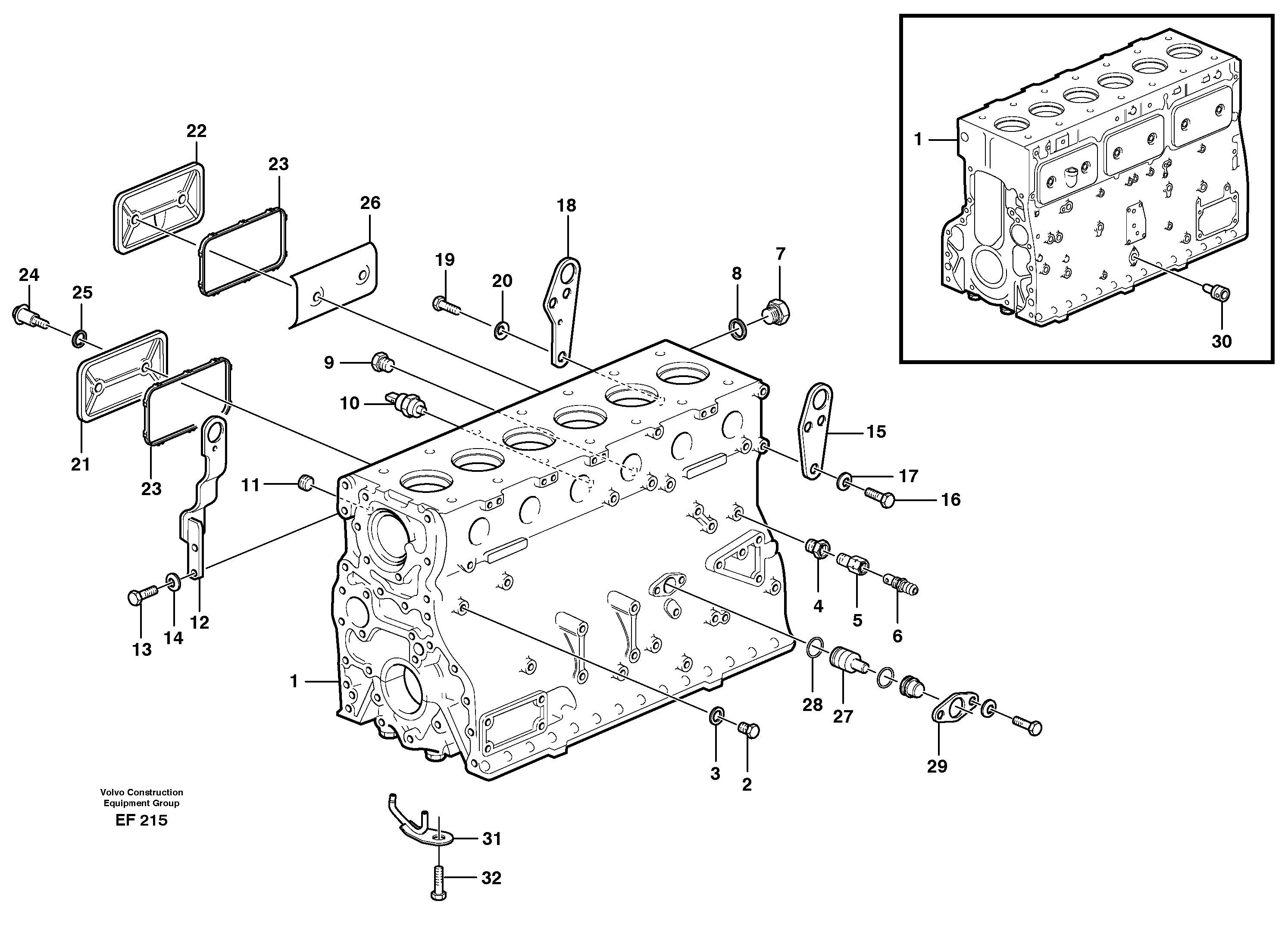 Cylinder block — volvo parts diagram