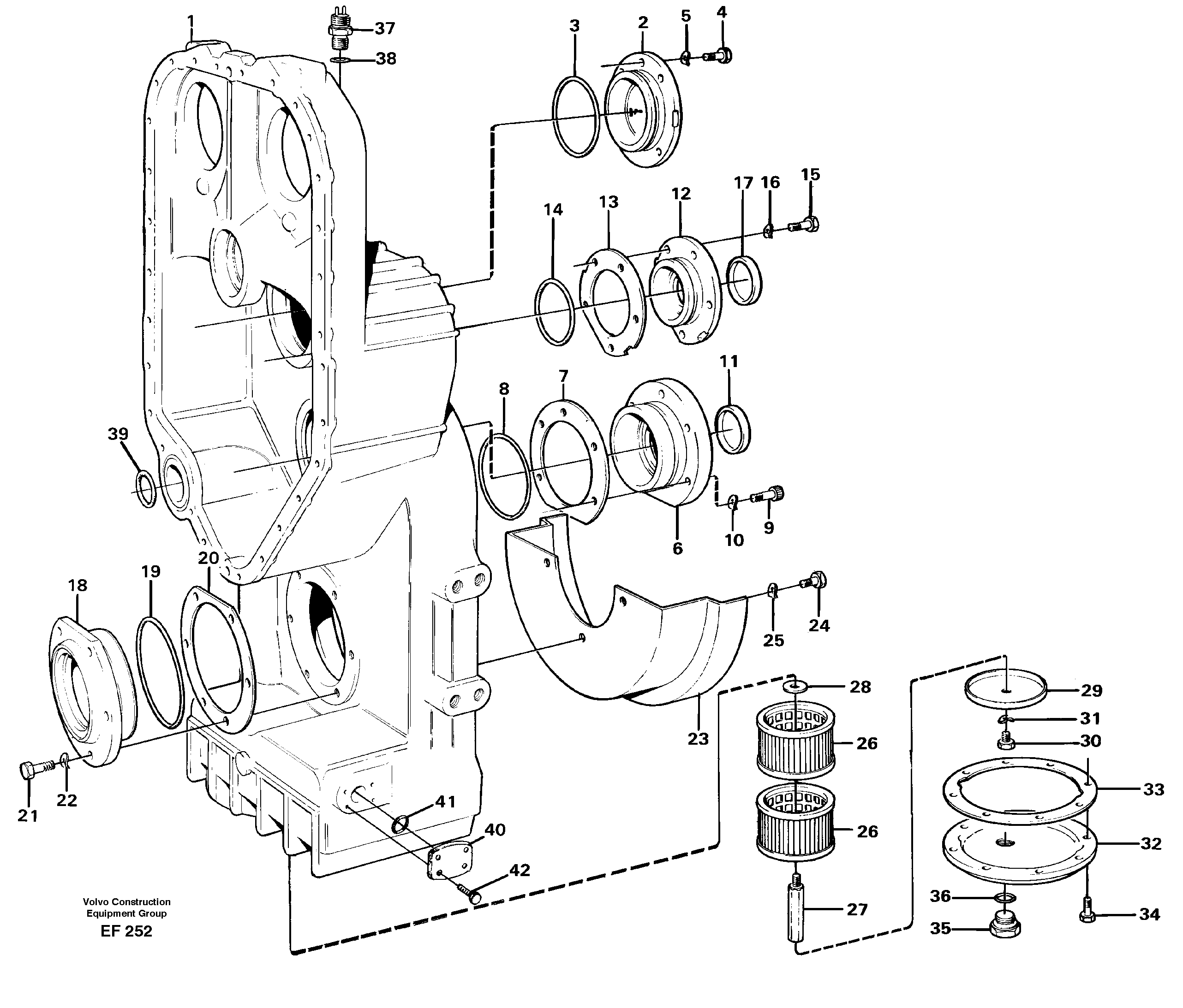Transfer case, housing and covers — volvo parts diagram