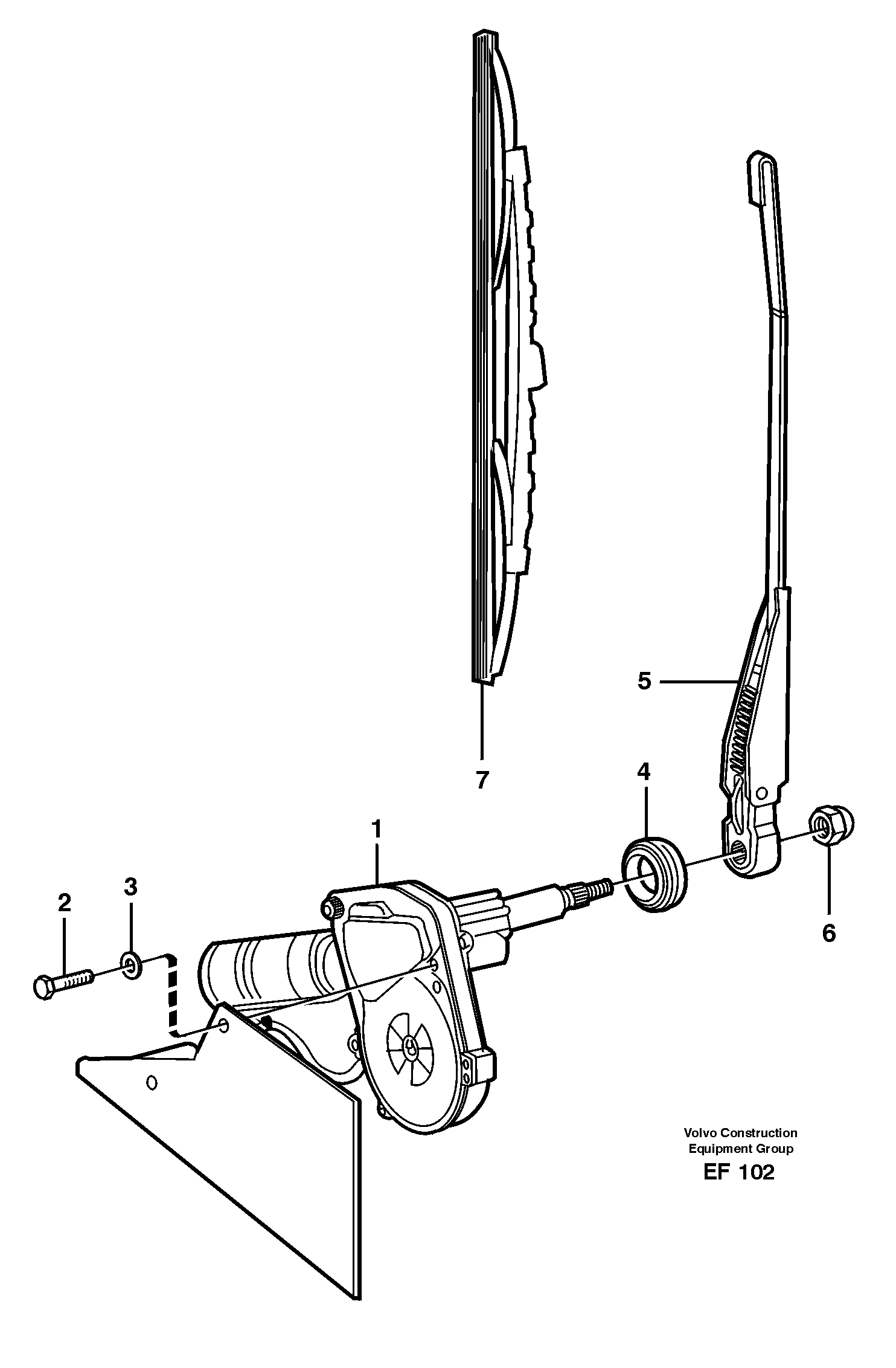 Windshield wiper, rear — volvo parts diagram