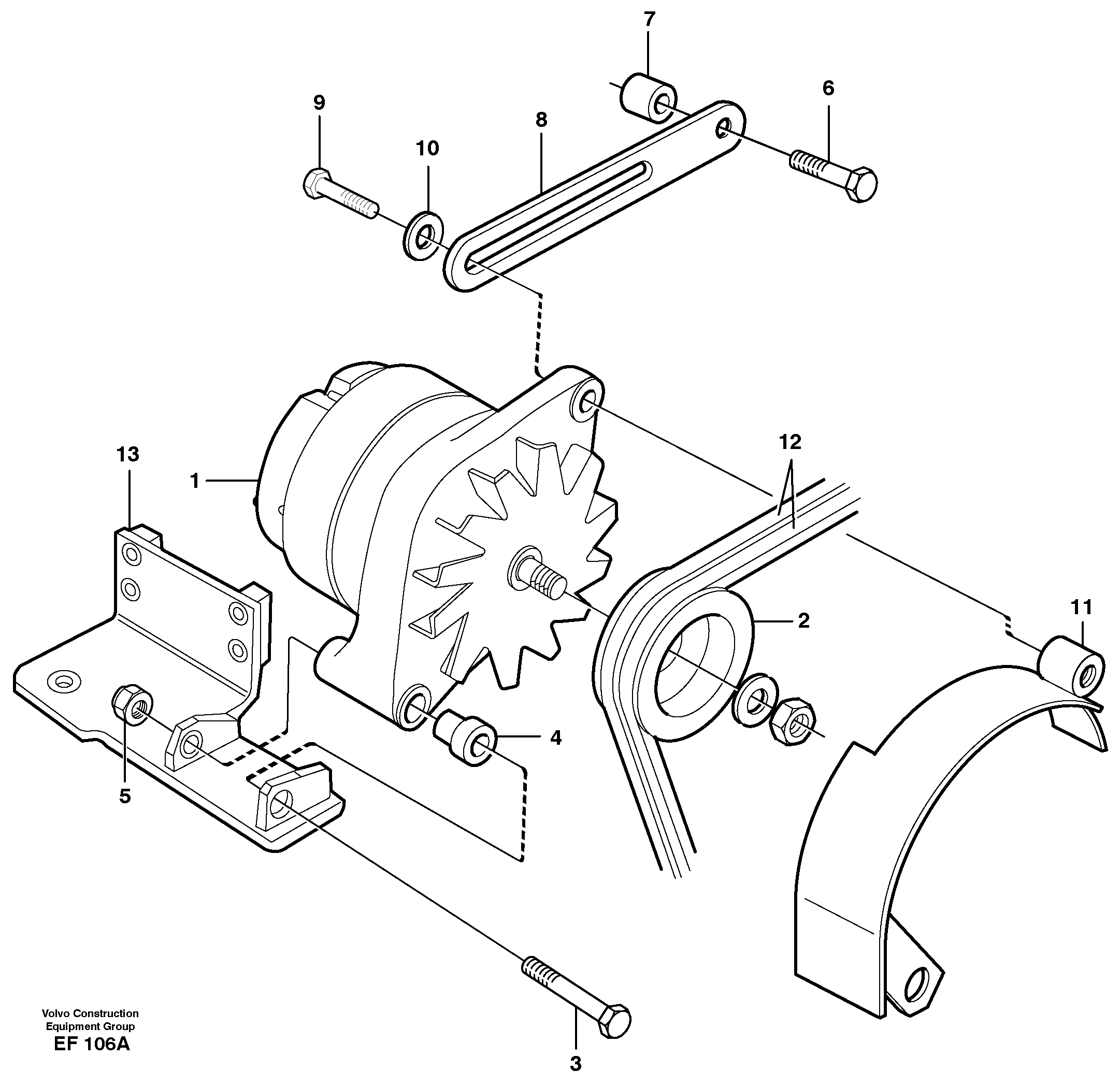 Alternator with assembling details — volvo parts diagram