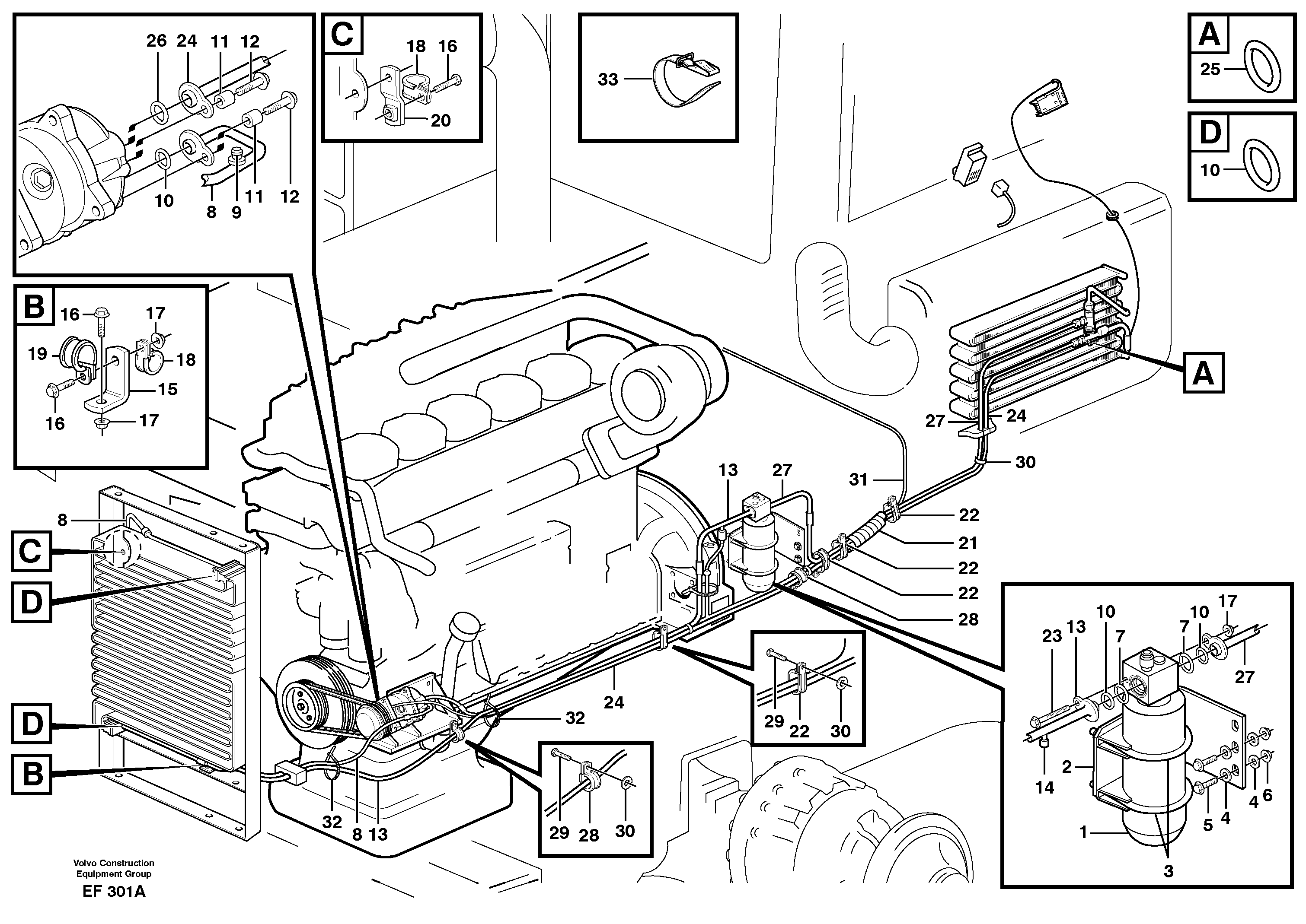 Assembly of hose: evaparator, receiver drier and condenser.  80240, 80241 — volvo parts diagram