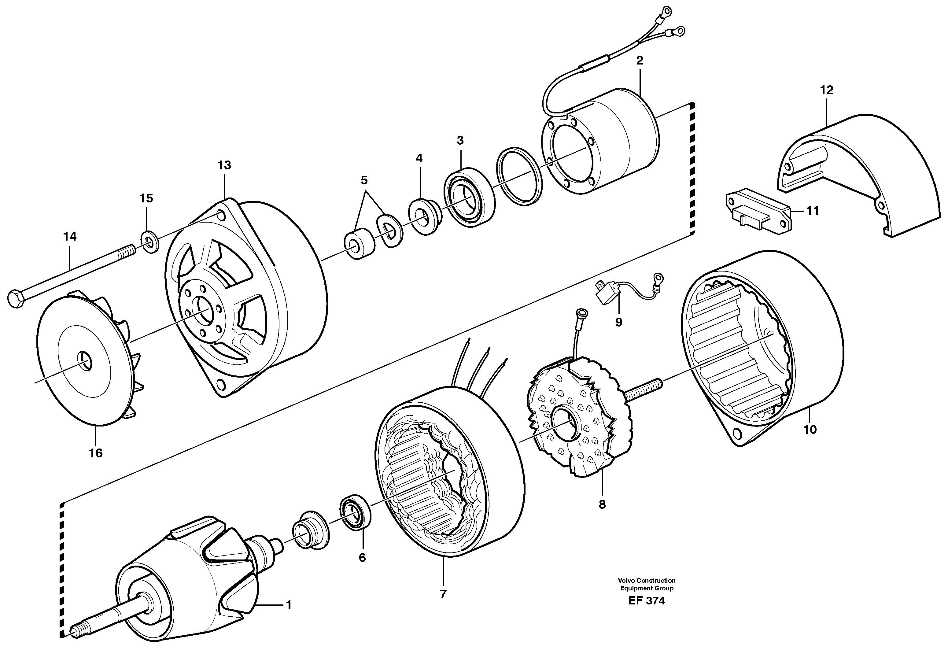 Brushless alternator, 50A.  80751 — volvo parts diagram