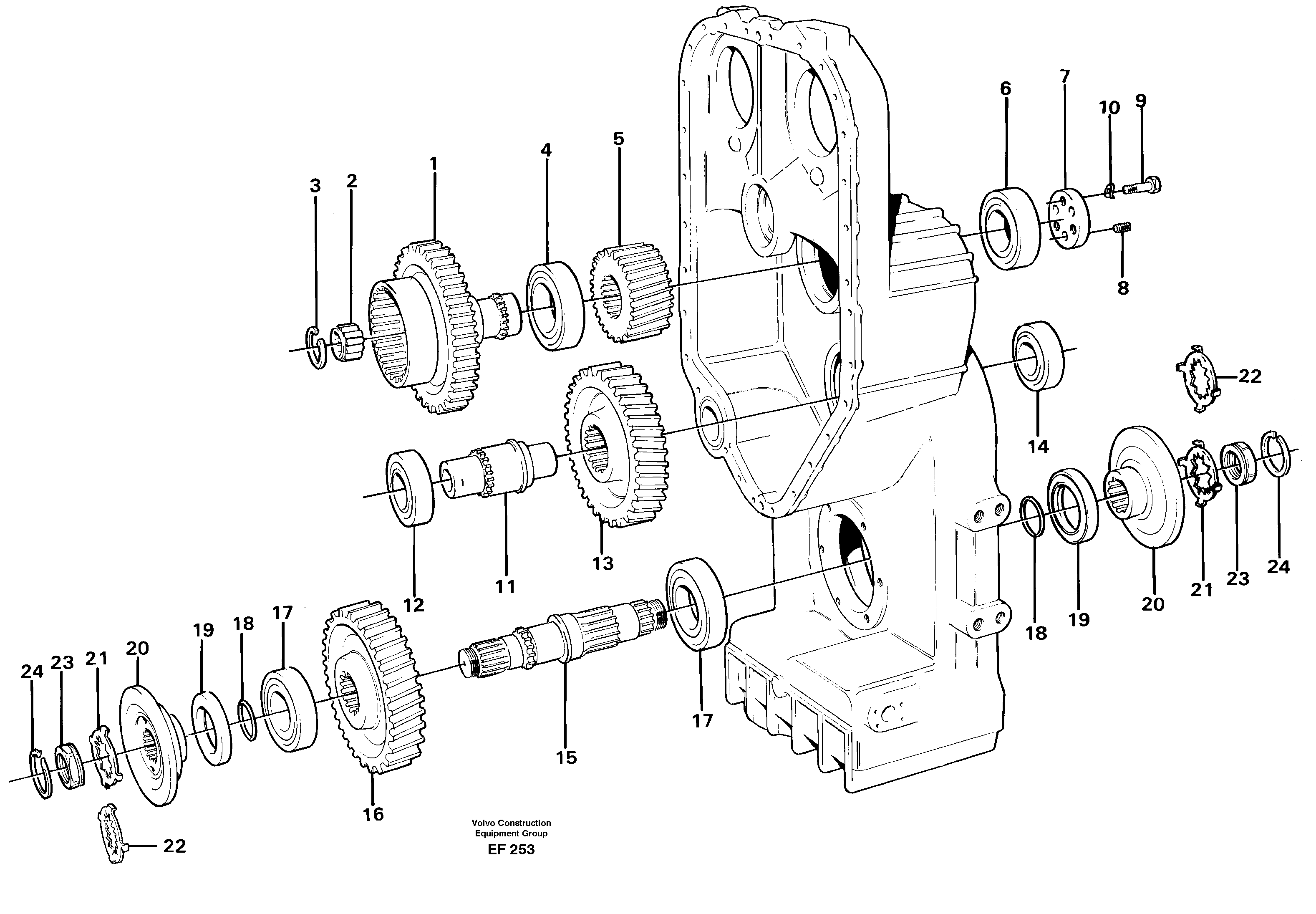 Transfer case, gears and shafts — volvo parts diagram
