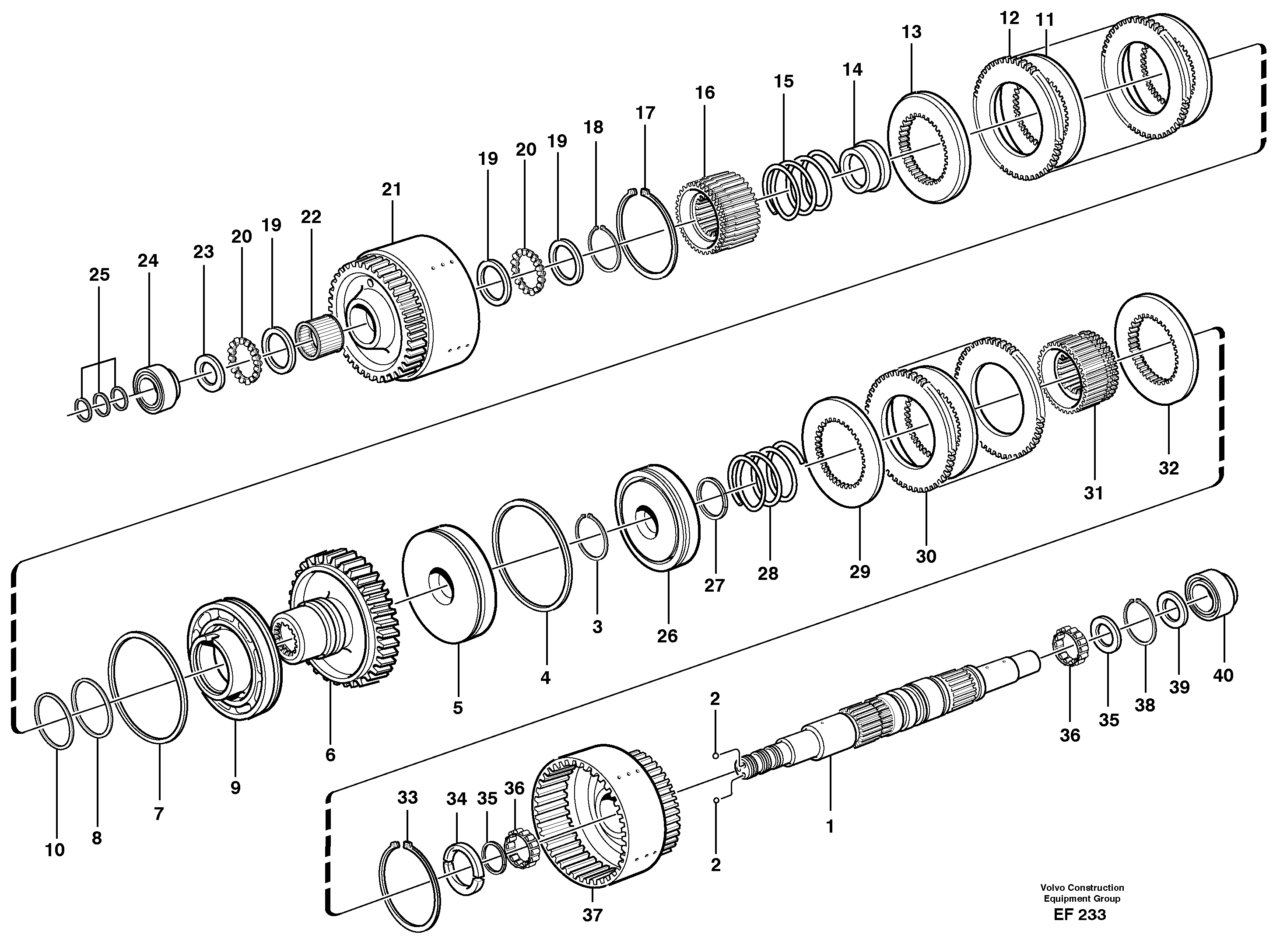 Hydraulic clutch, forward / 1 st speed — volvo parts diagram