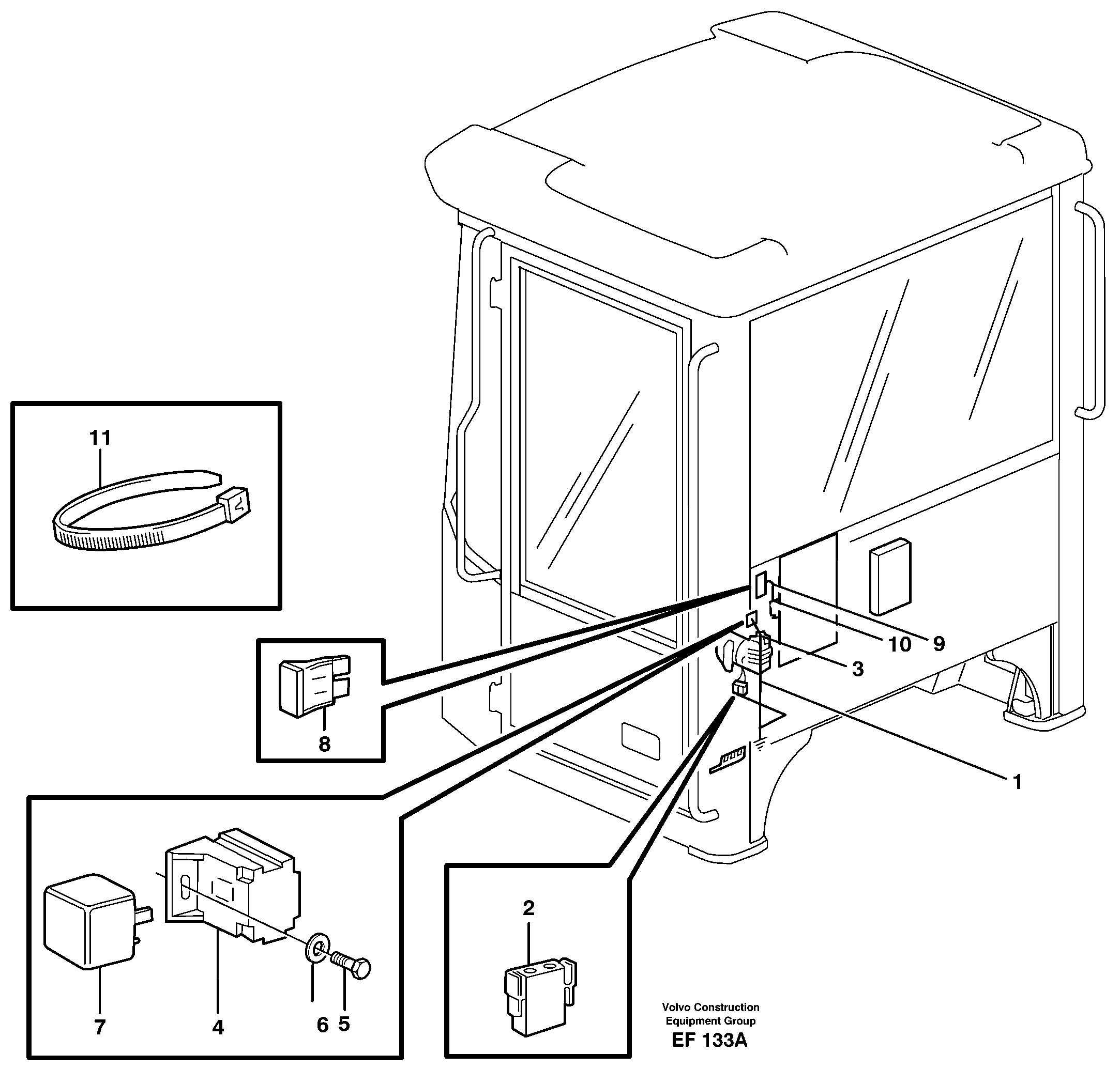 Cable harness, air-suspensioned seat.  80506, 80572 — volvo parts diagram