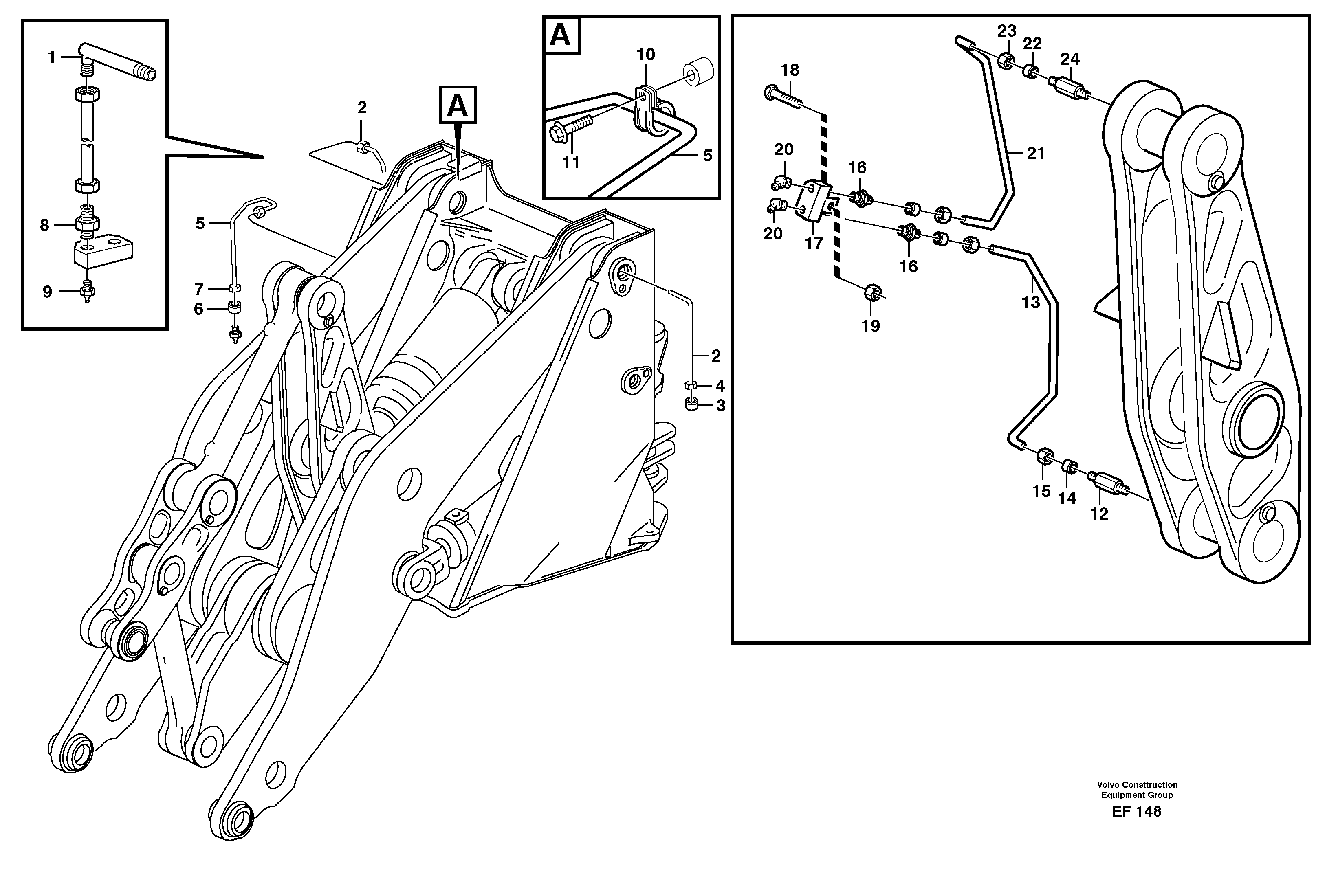 Extended lube points for lift arm system — volvo parts diagram