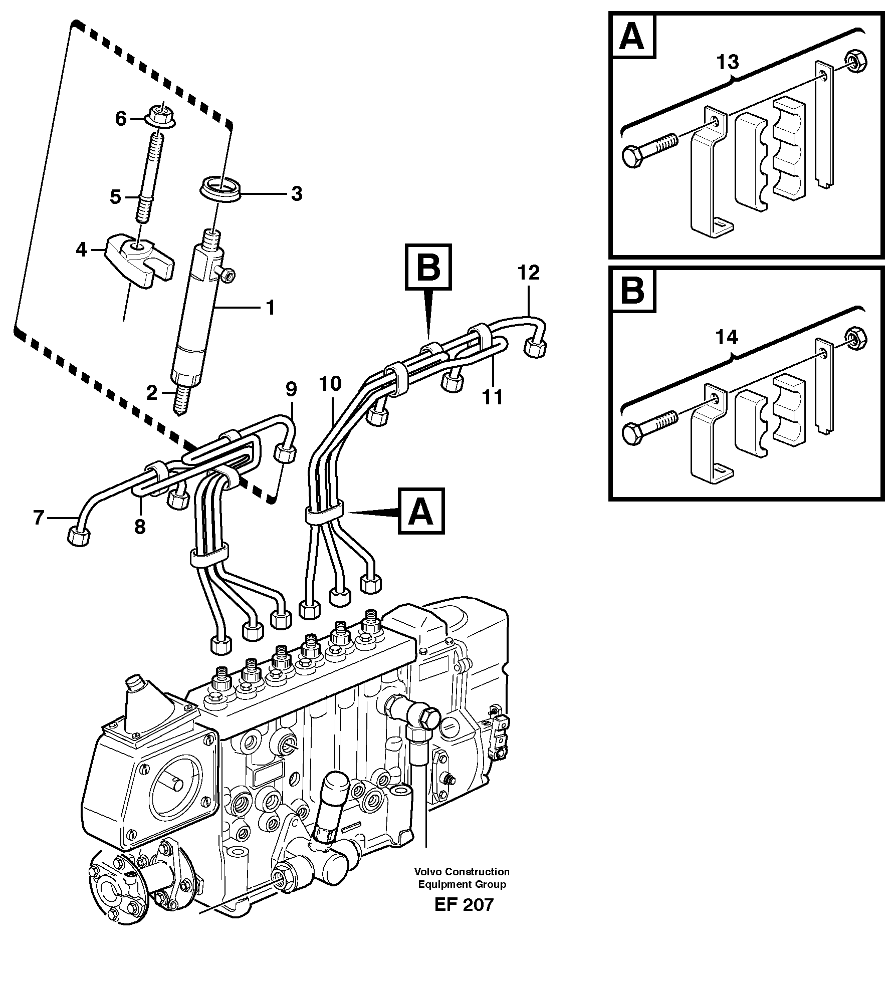 Fuel lines, injectors — volvo parts diagram