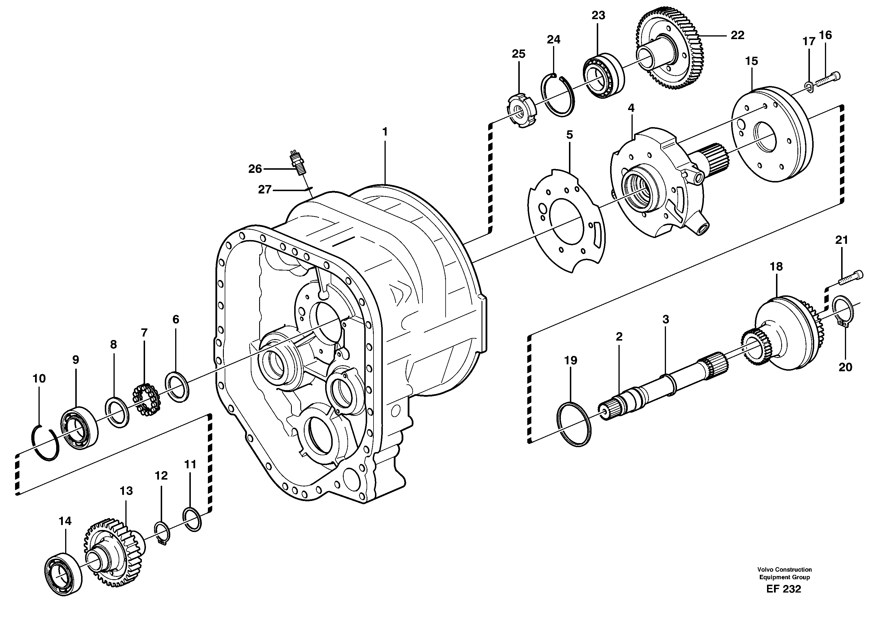 Converter housing, gears and shafts — volvo parts diagram