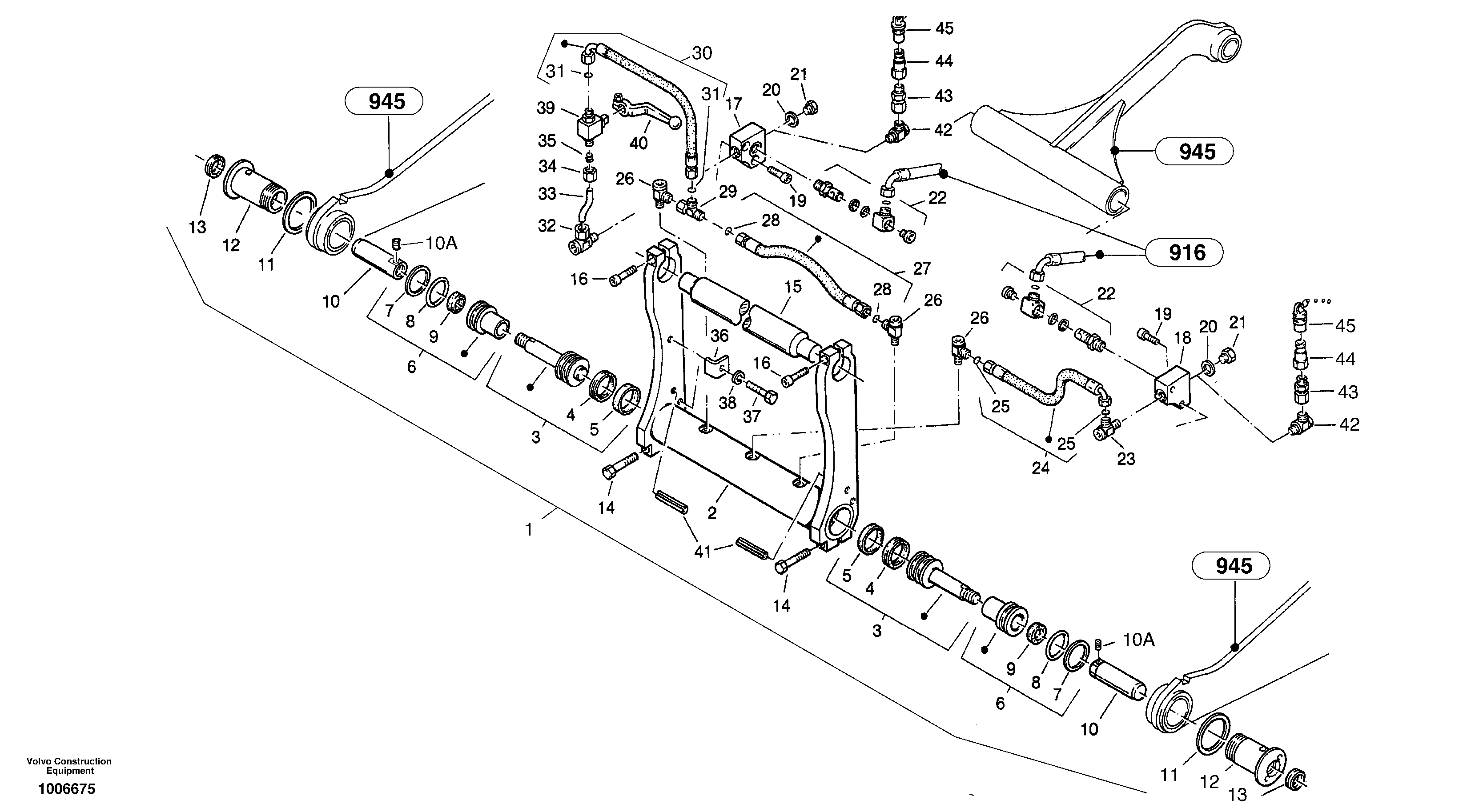 Attachment mounting plate - Quick change, hydraulic — volvo parts diagram