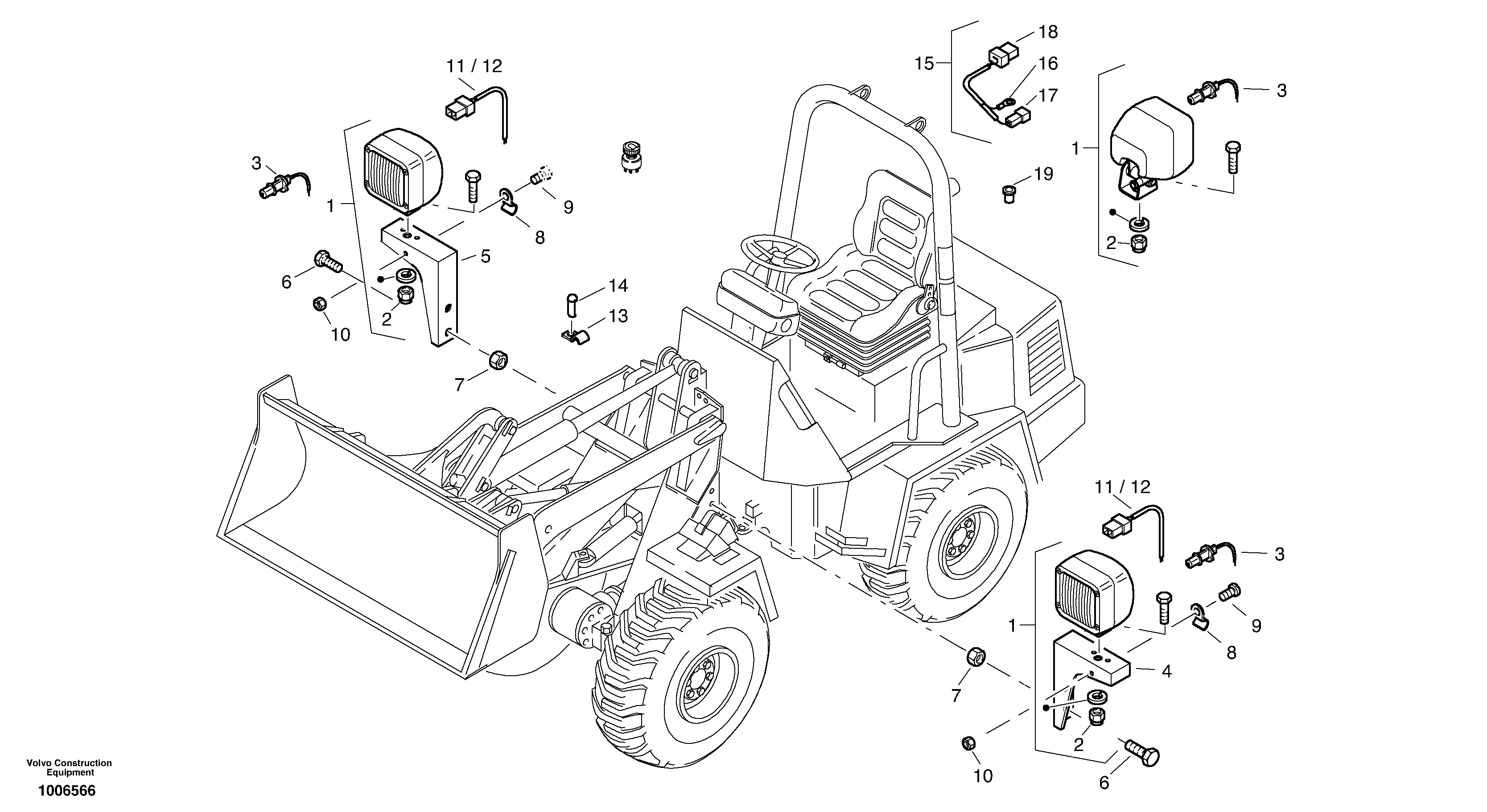 Work light ( with canopy ) — volvo parts diagram