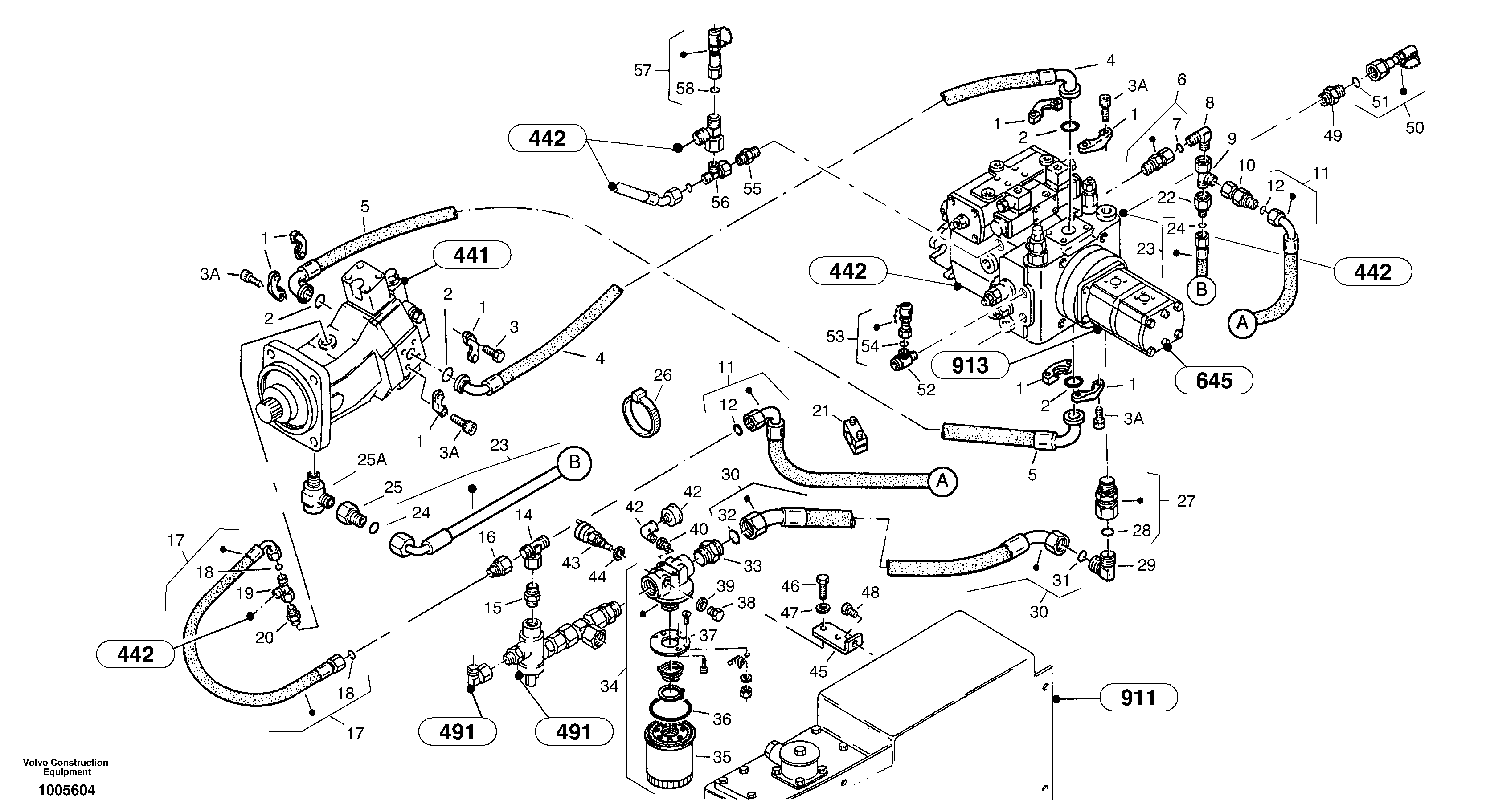 Lines - hydrostatic drive — volvo parts diagram