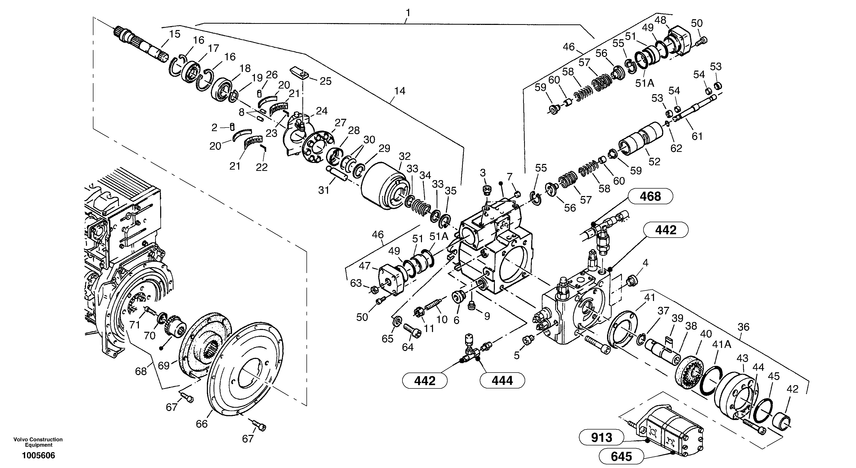 Variable displacement pump — volvo parts diagram