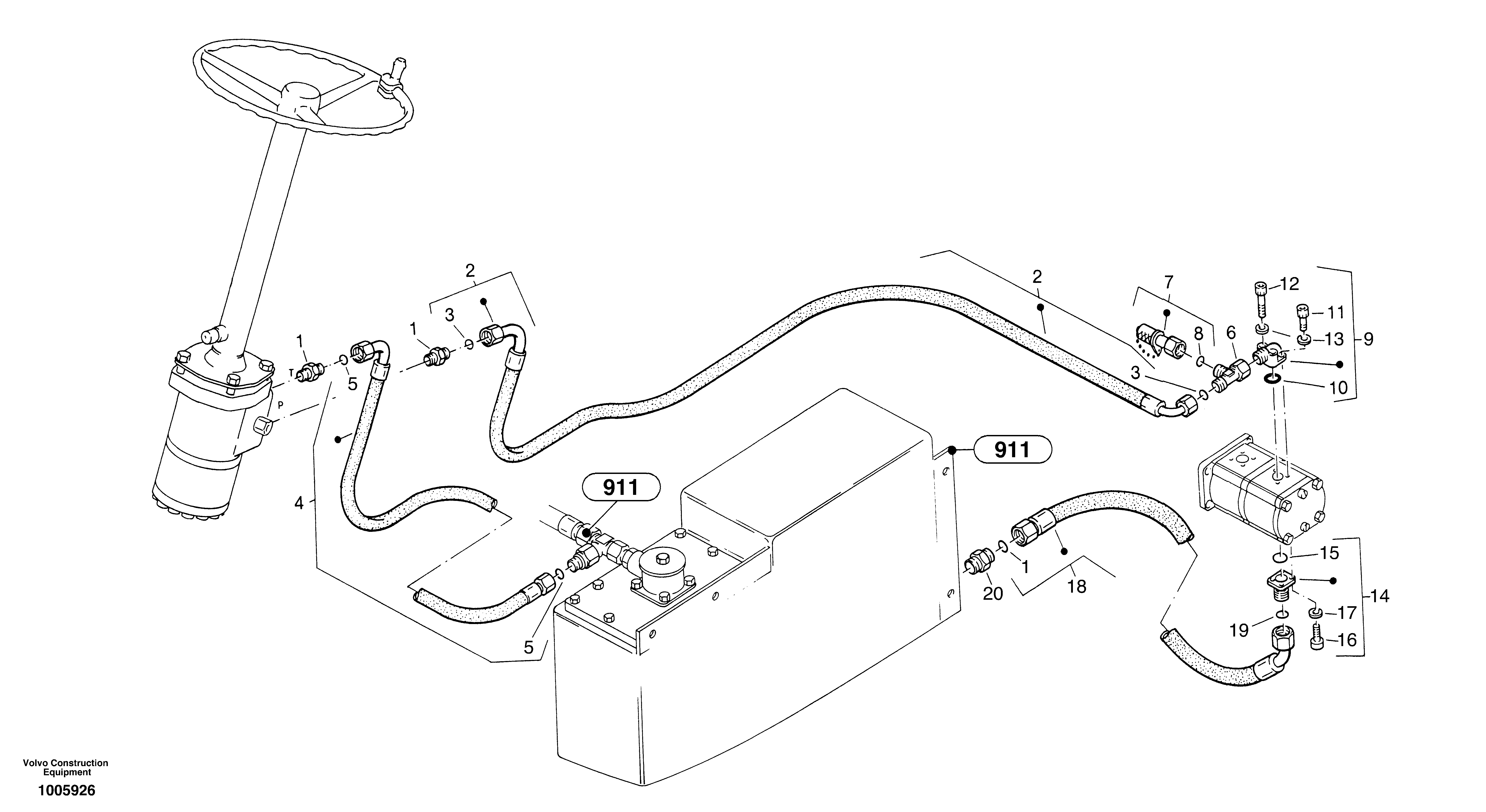 Steering-hydraulic equipment - rear vehicle — volvo parts diagram