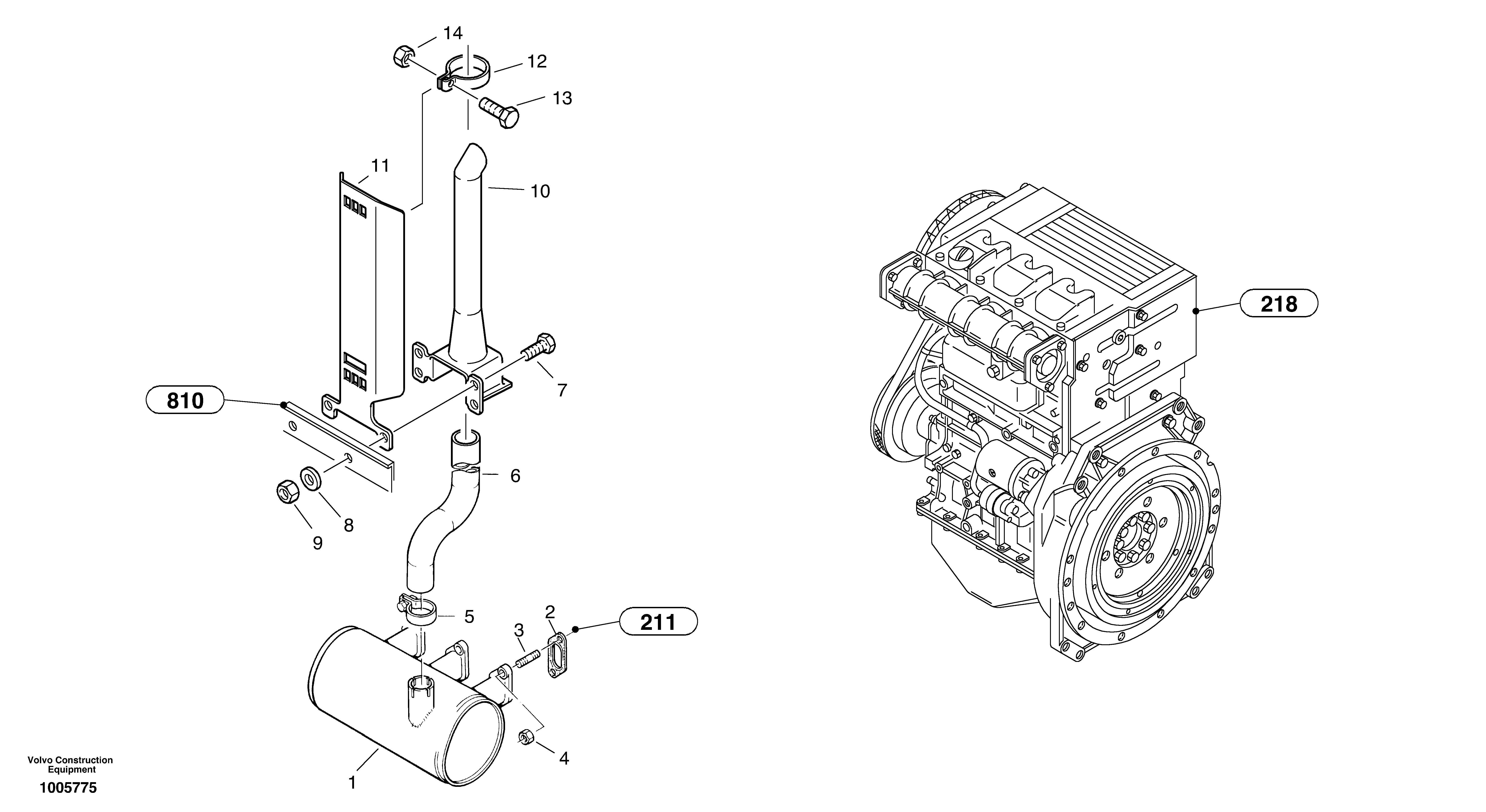 Exhaust system — volvo parts diagram