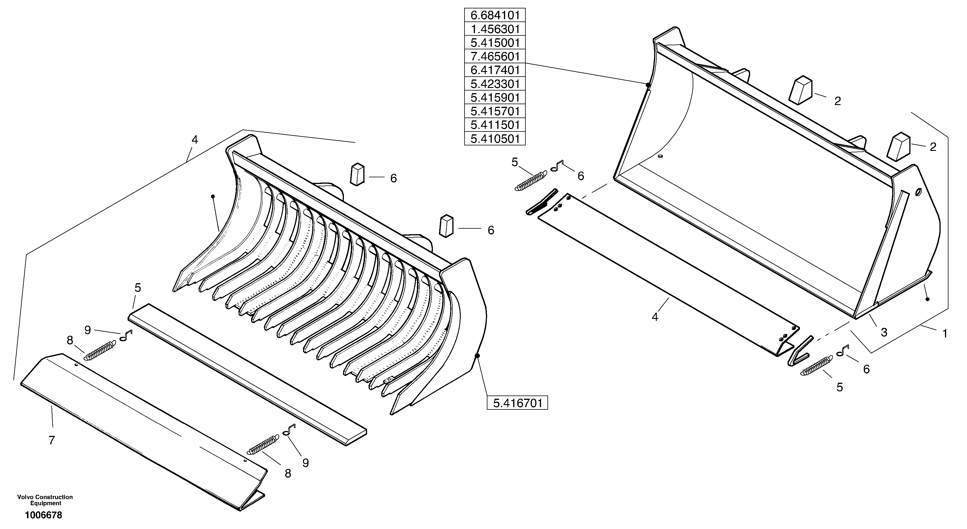 Bucket without teeth — volvo parts diagram