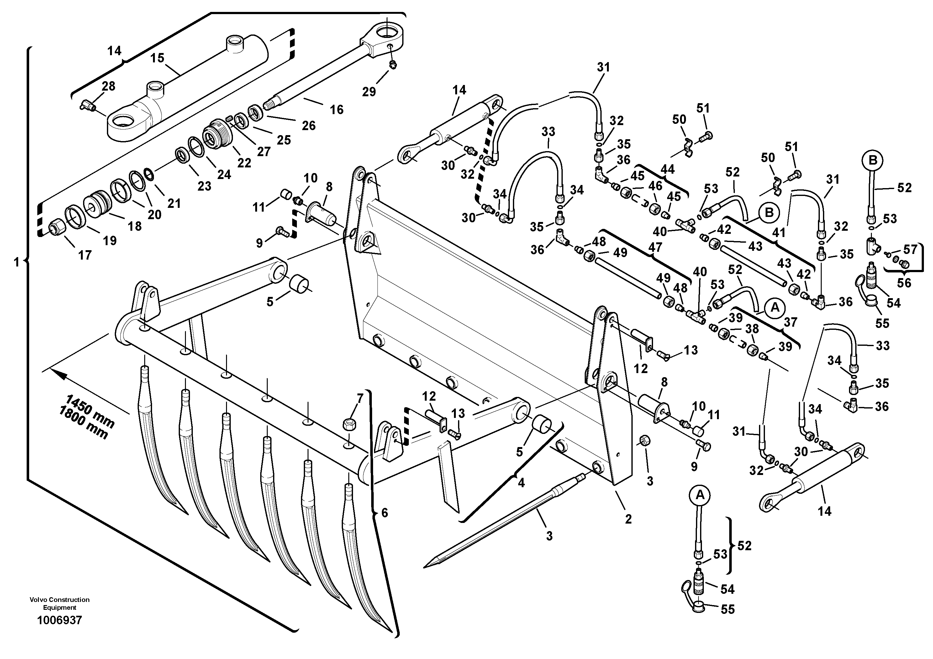 Hay fork - Manure fork with grab — volvo parts diagram