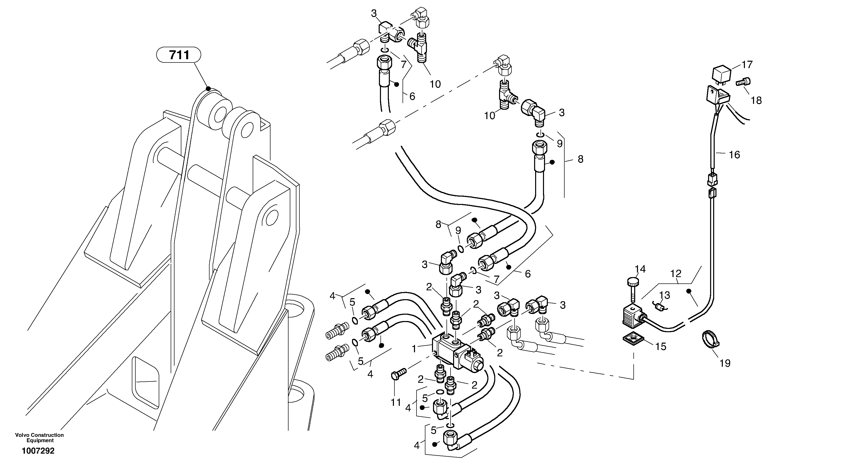 Optional hydraulic, commutation electrical from lift — volvo parts diagram