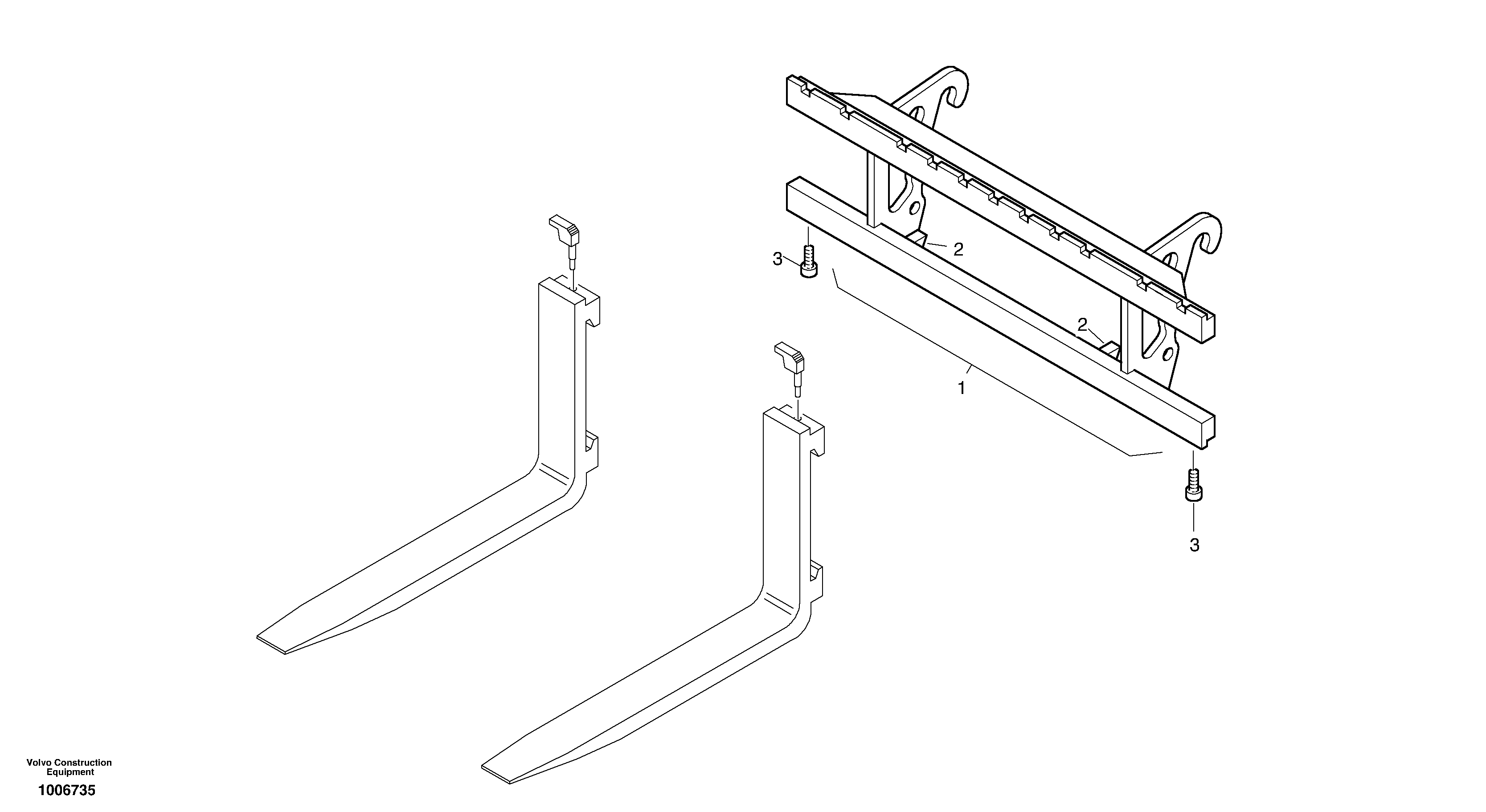 Fork lift attachment support — volvo parts diagram