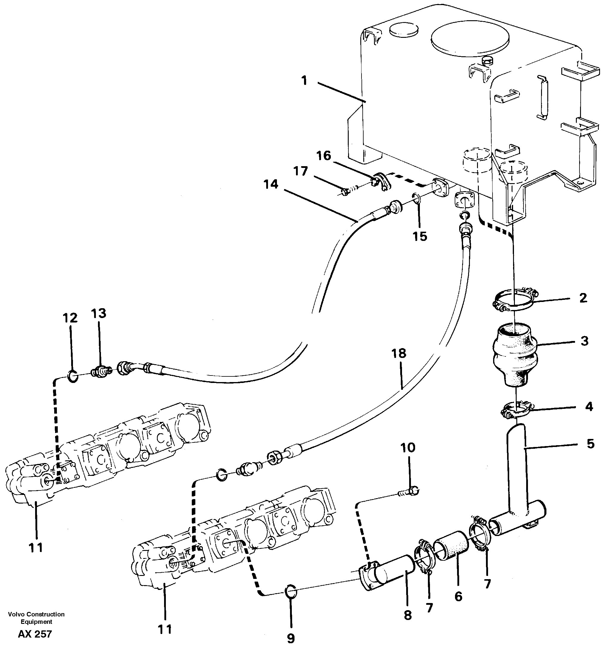 Hydraulic system: suction line,pump — volvo parts diagram