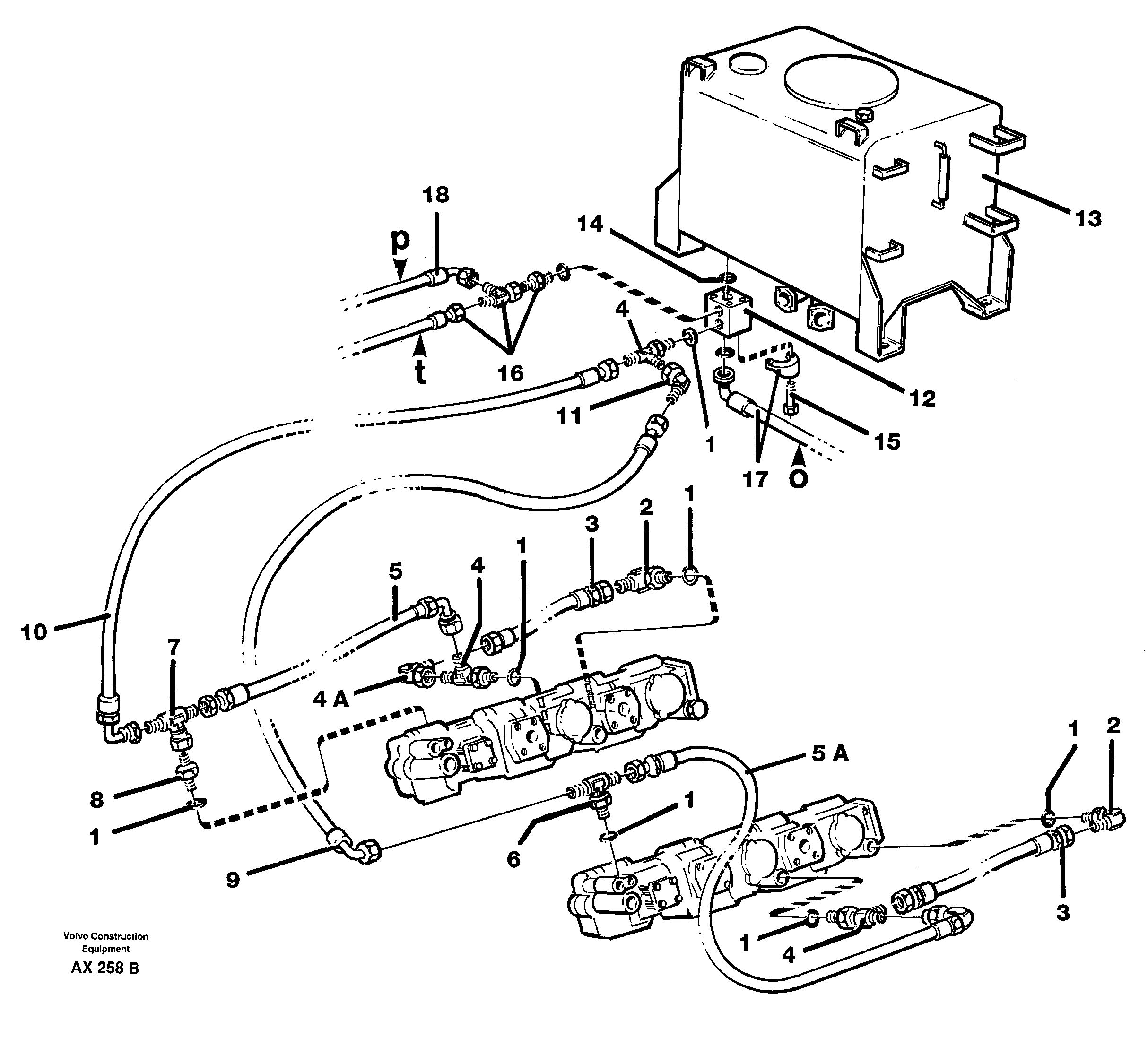 Hydraulic system, return line, pump — volvo parts diagram