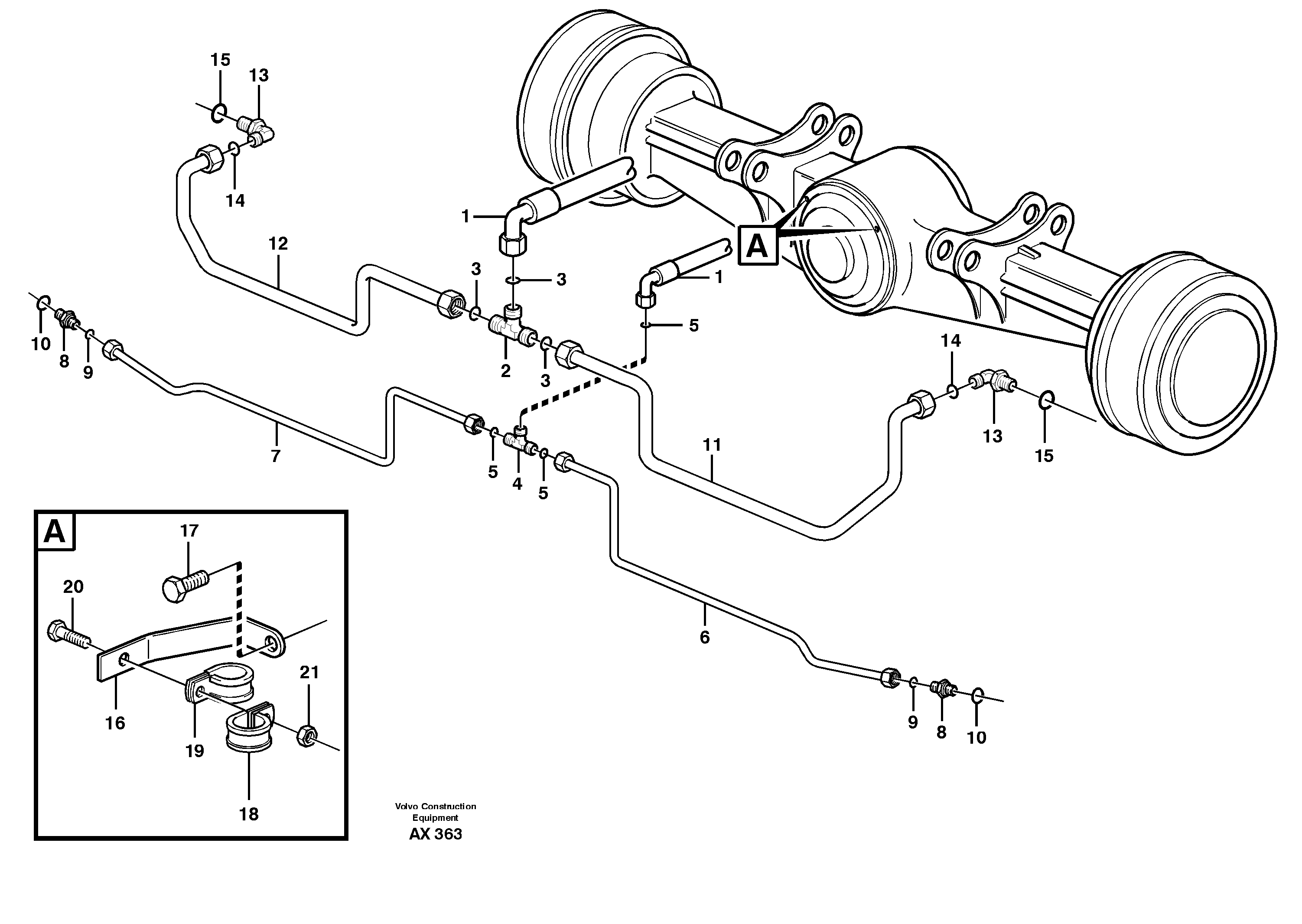 Brake cooling system: rear lines  SER NO 60338 -, 31707 SER NO 68058 - — volvo parts diagram