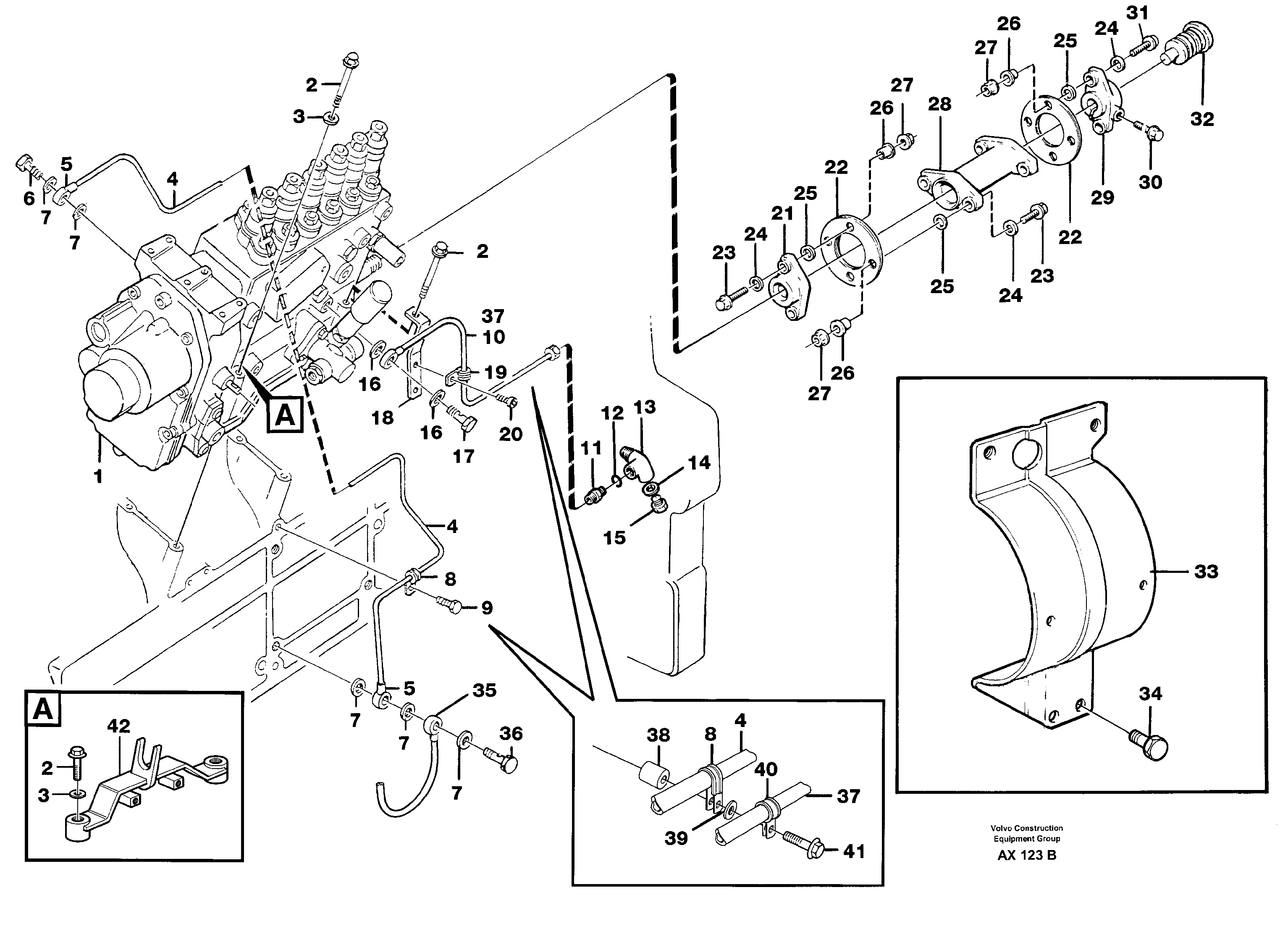 Injection pump with drive — volvo parts diagram