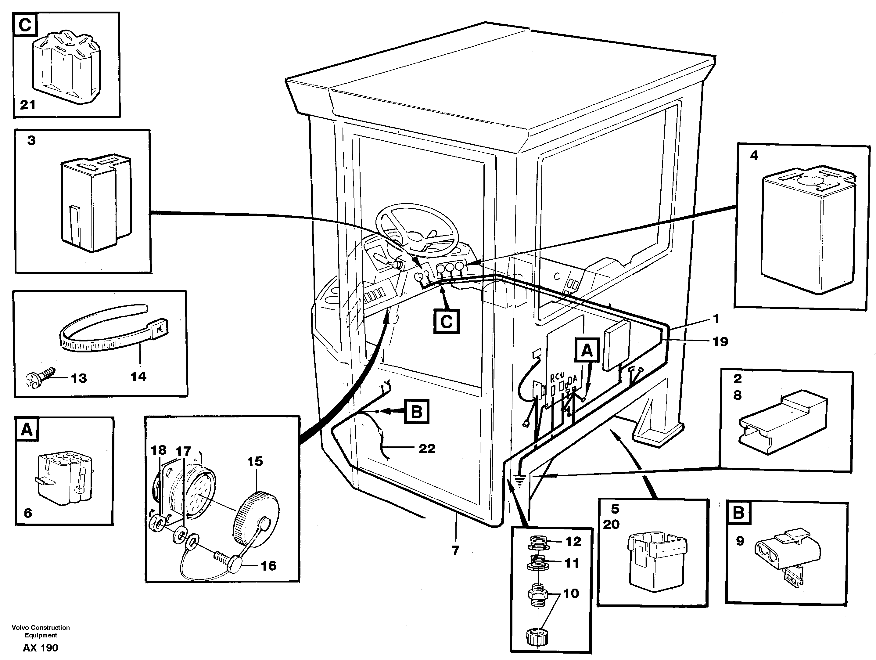 Cable harnesses, cab — volvo parts diagram