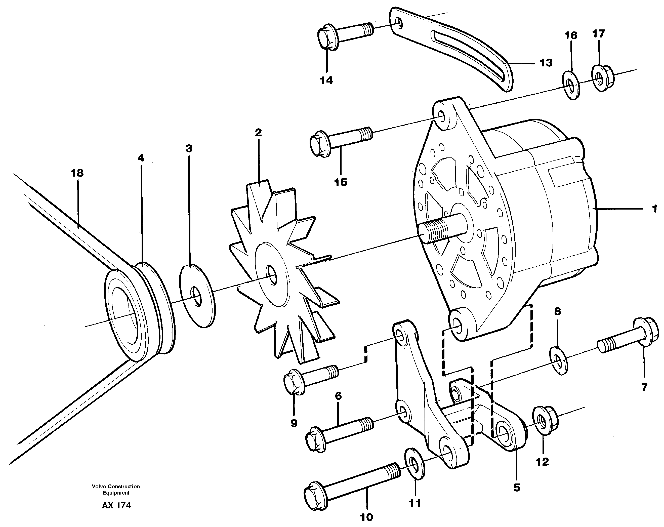 Alternator with assembling details — volvo parts diagram