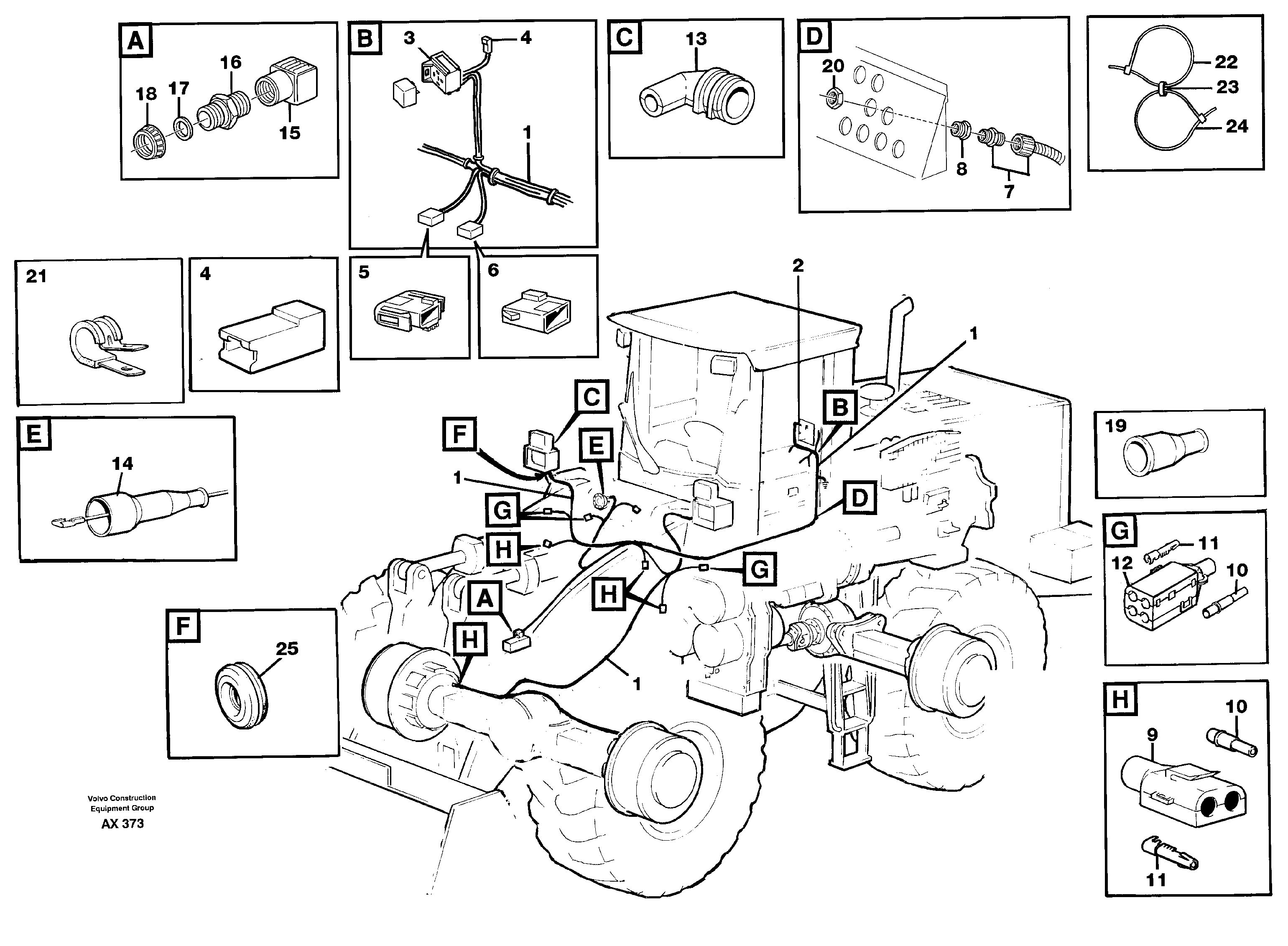 Cable harness, front  SER NO 60365 -, 31707 SER NO 68060 - — volvo parts diagram