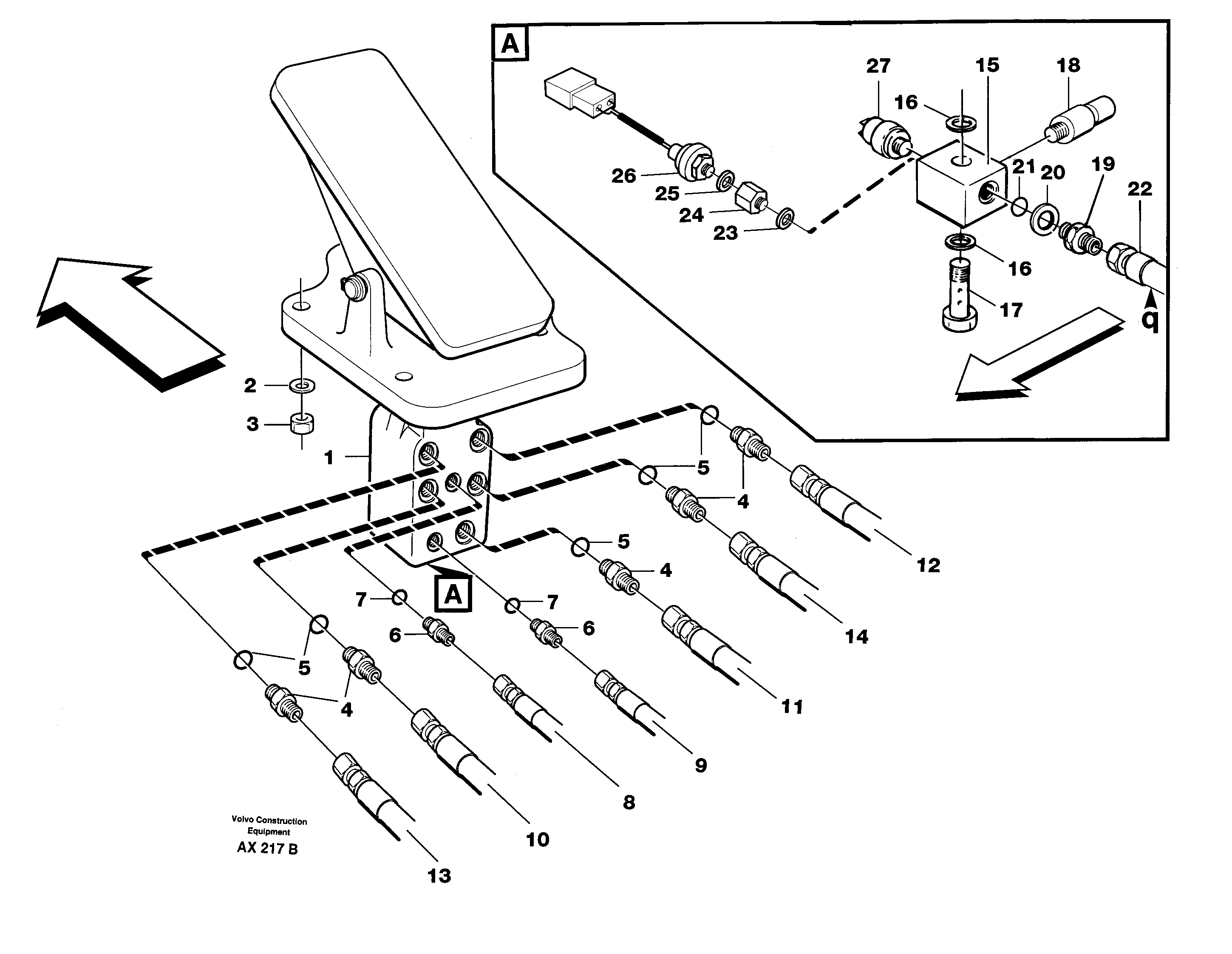 Footbrake valve, mounting — volvo parts diagram