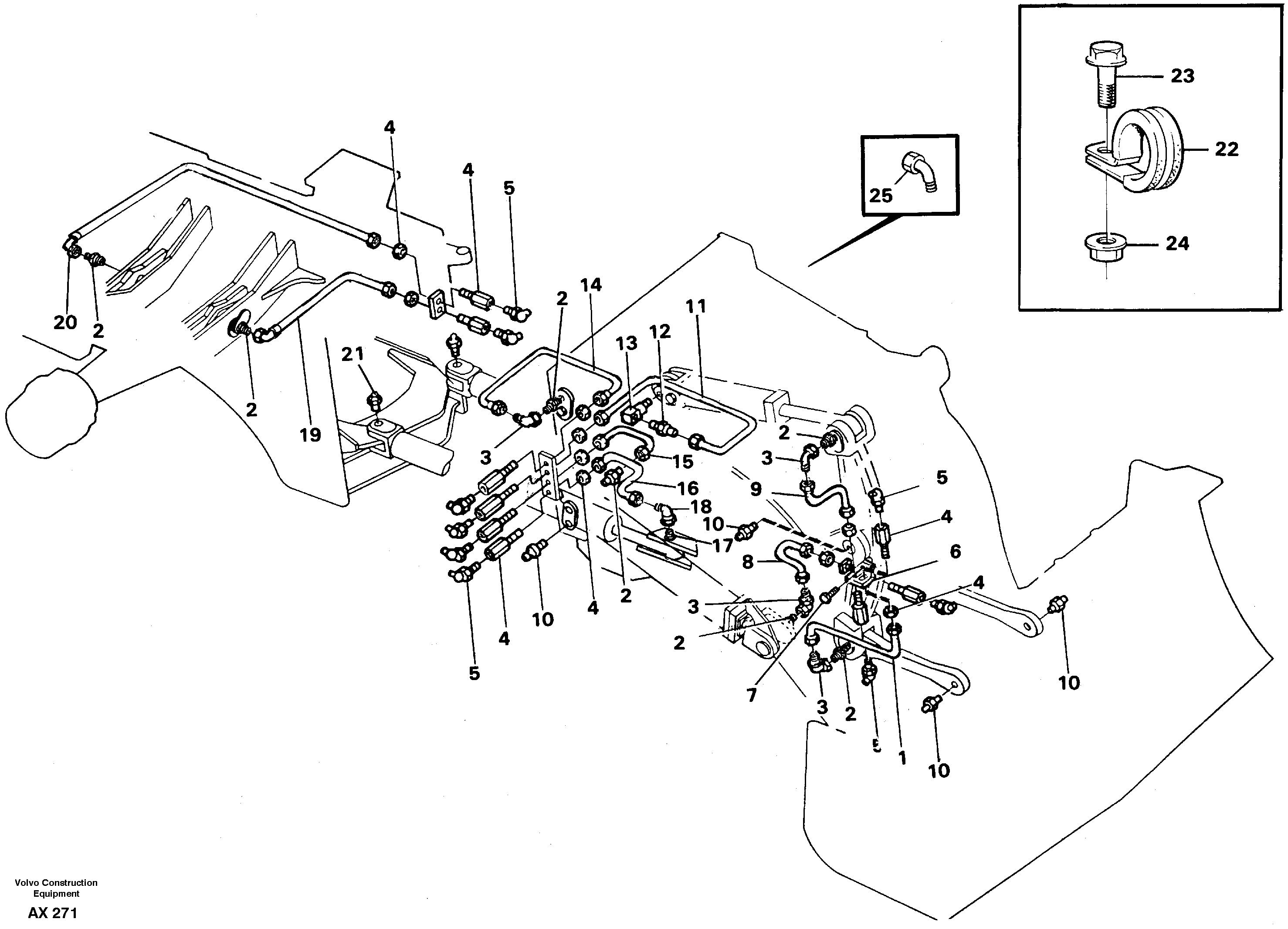 Extended lube points for lift arm system — volvo parts diagram