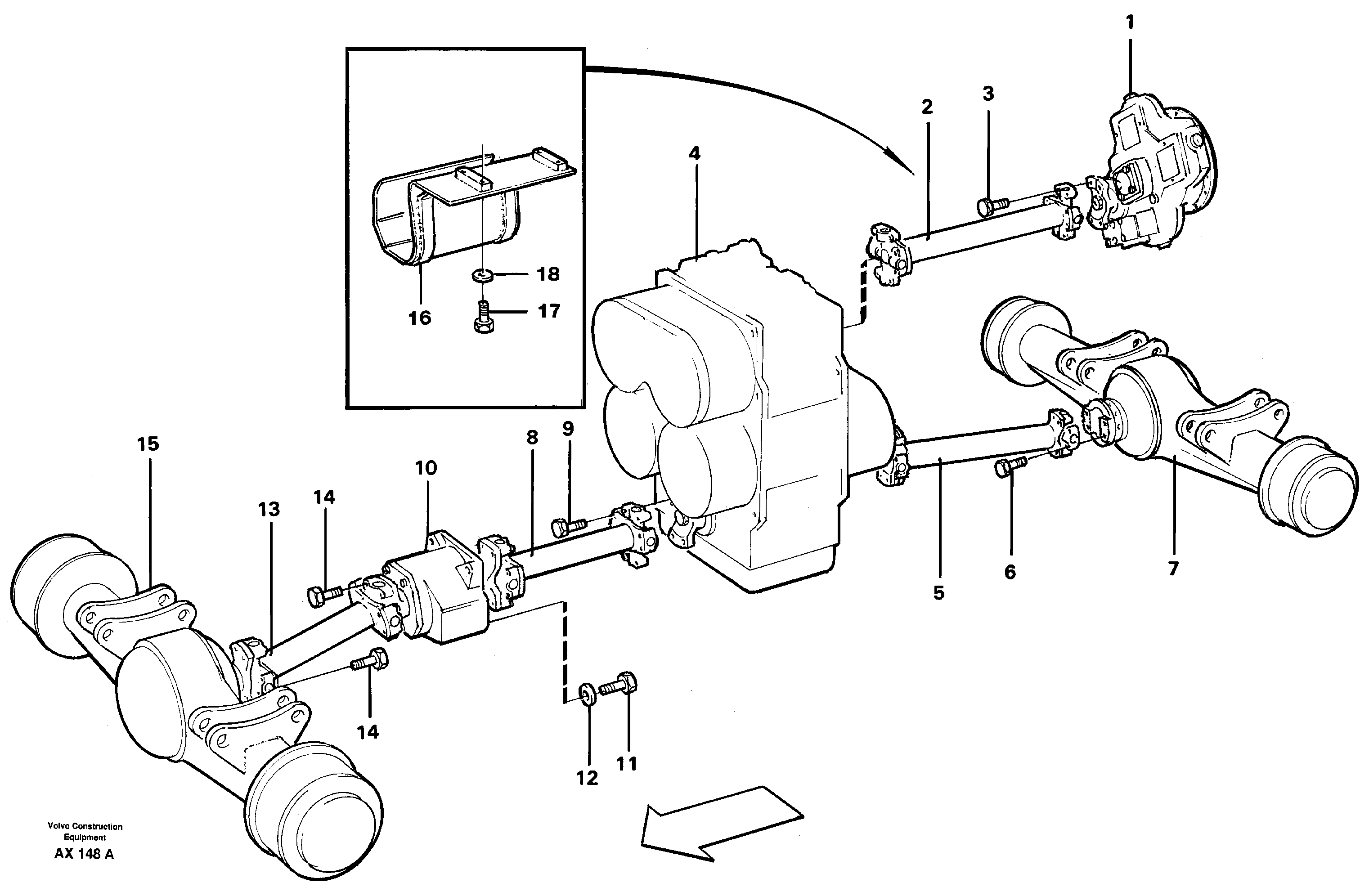 Propeller shaft, mounting — volvo parts diagram