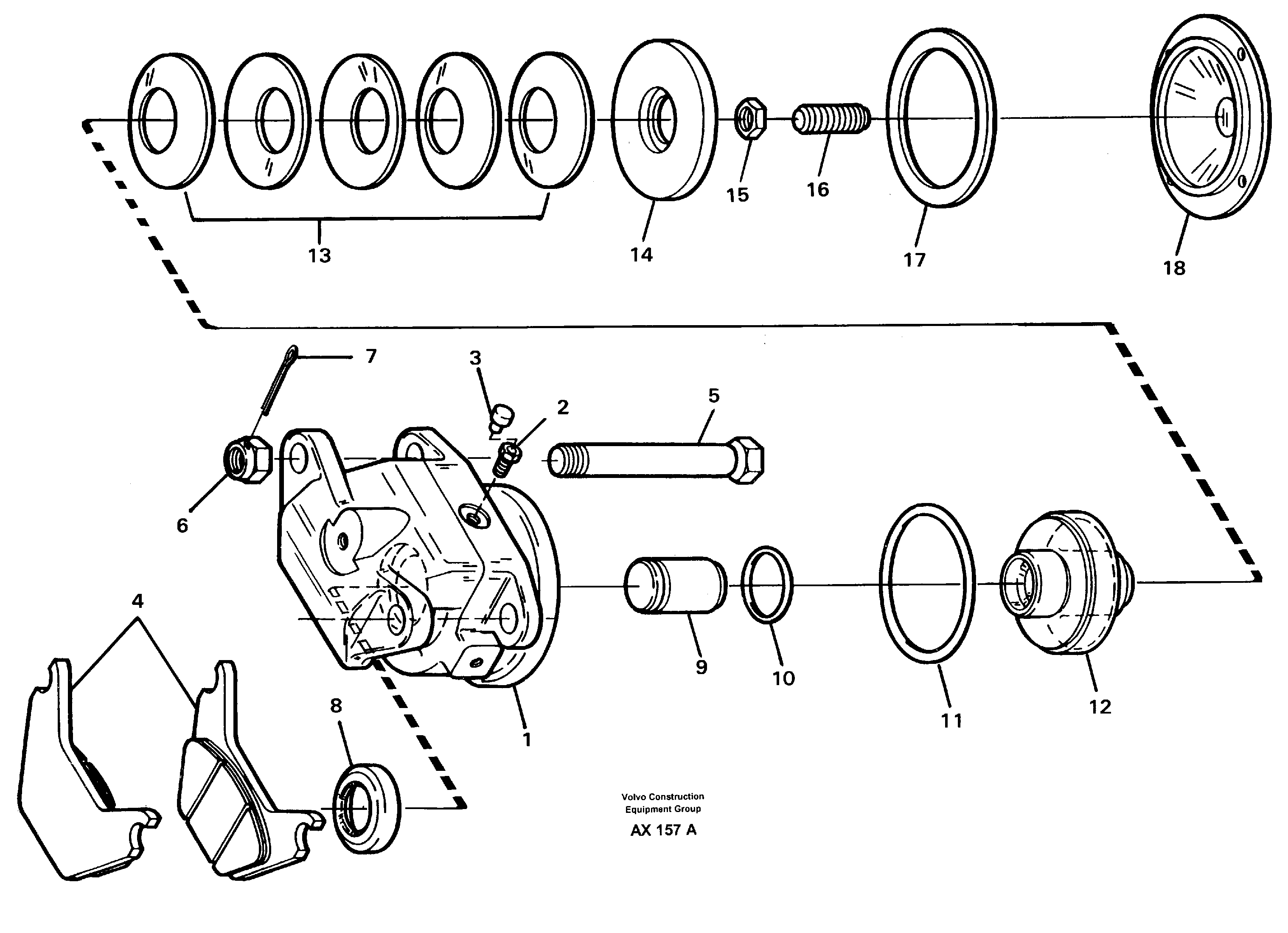 Parking brake, brake cylinder — volvo parts diagram