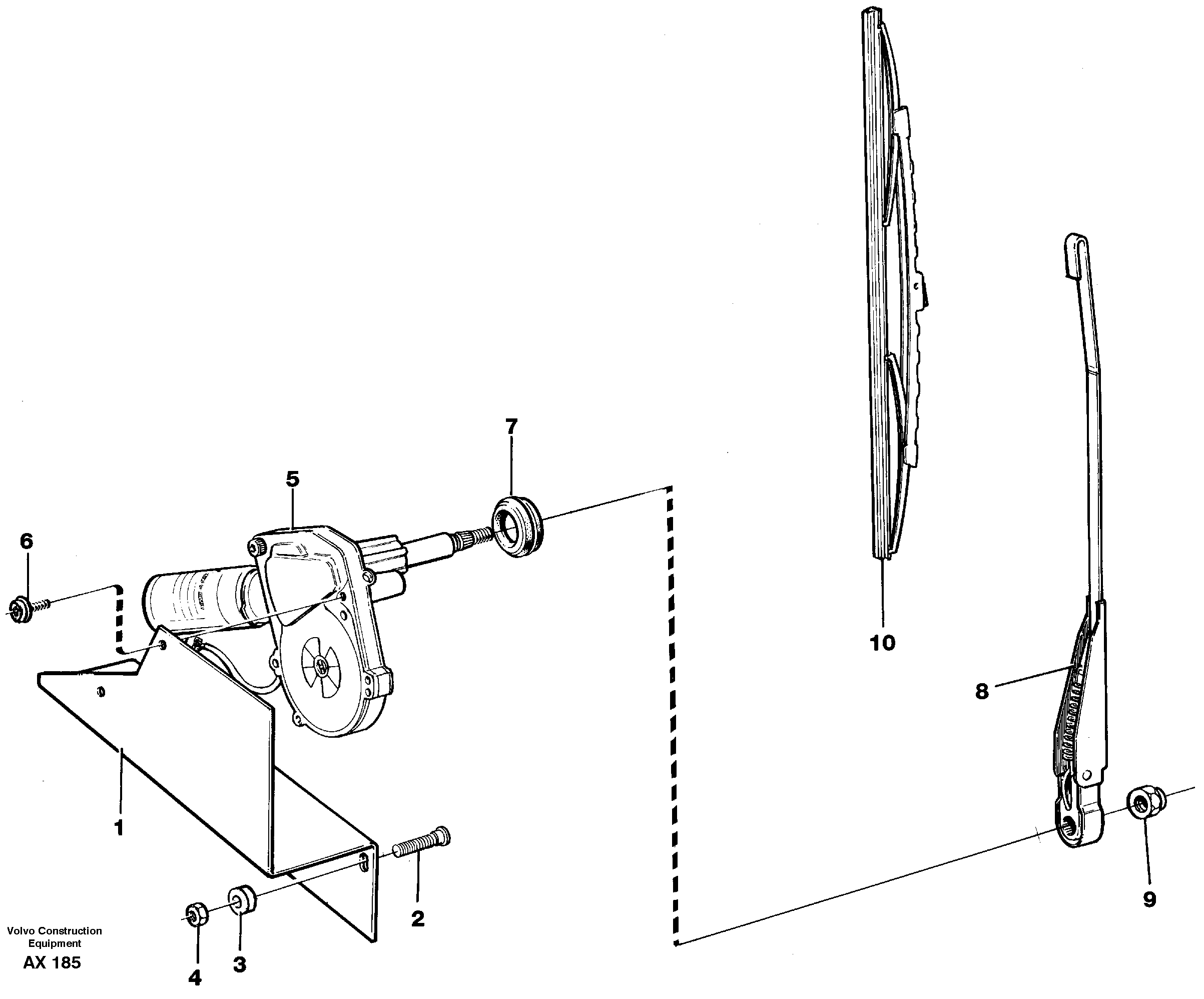 Windshield wiper, rear — volvo parts diagram