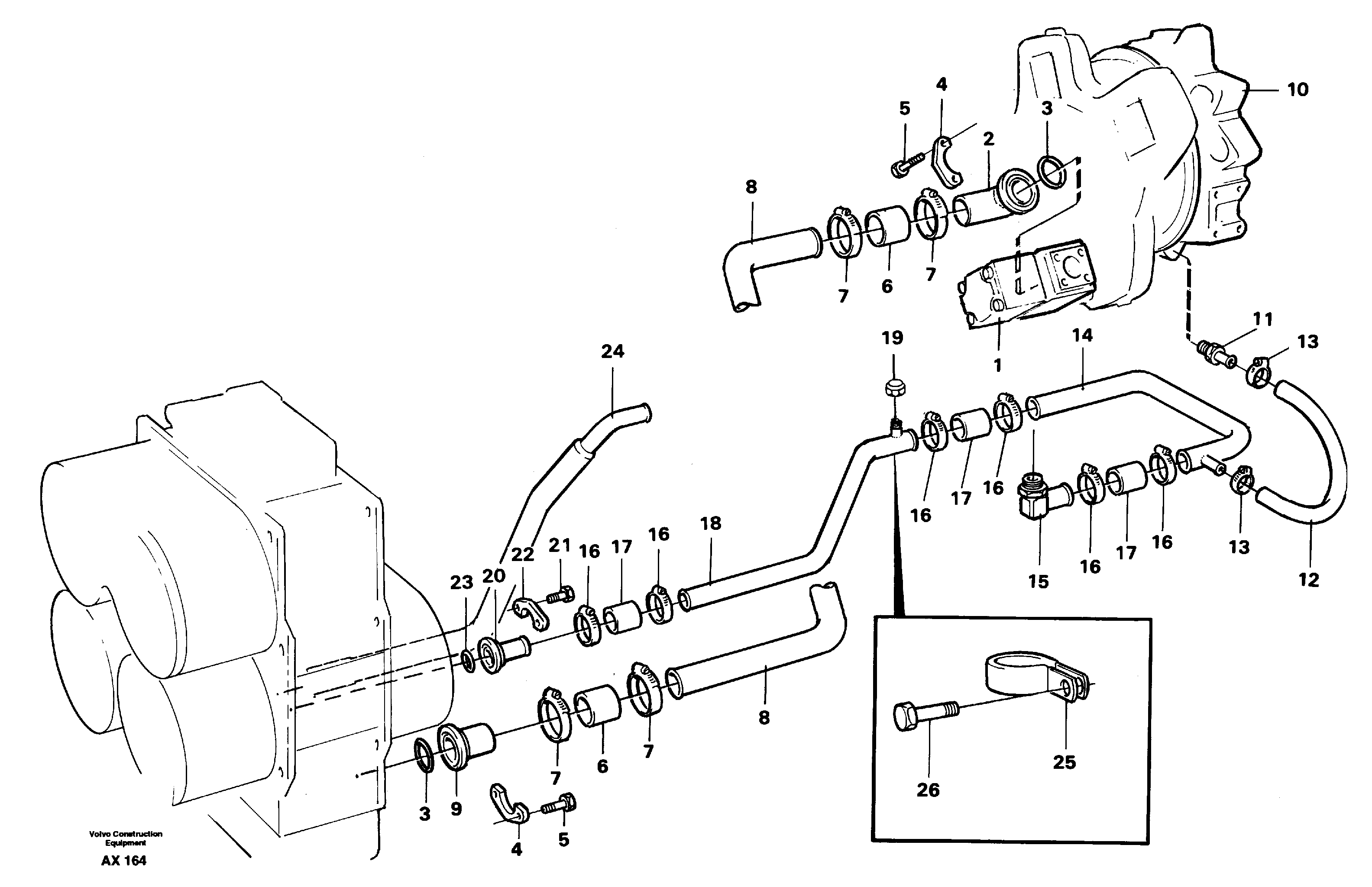Transmission: Suction- and return pipes — volvo parts diagram