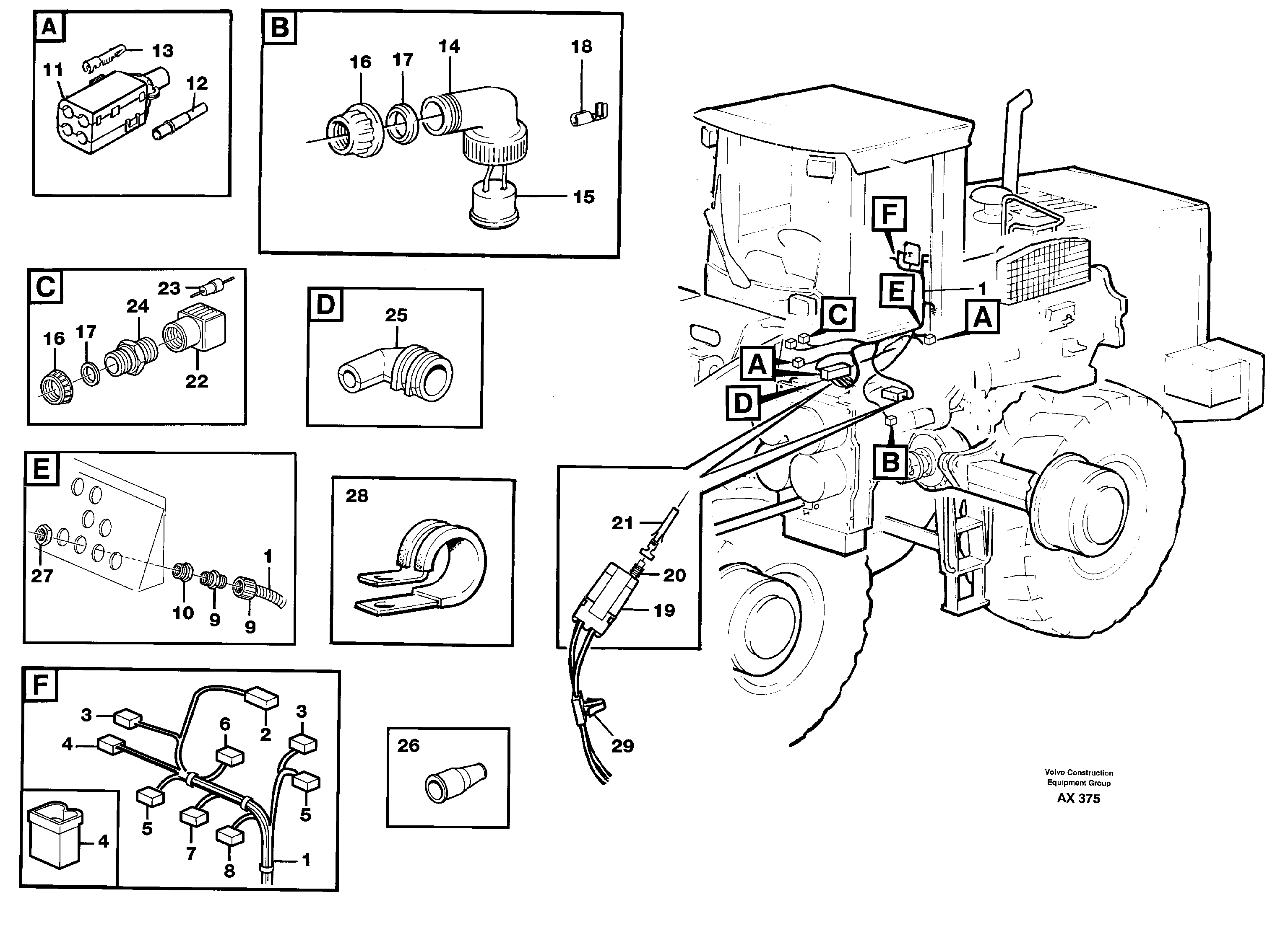 Cable harness, transmission  SER NO 60365 -, 31707 SER NO 68060 - — volvo parts diagram