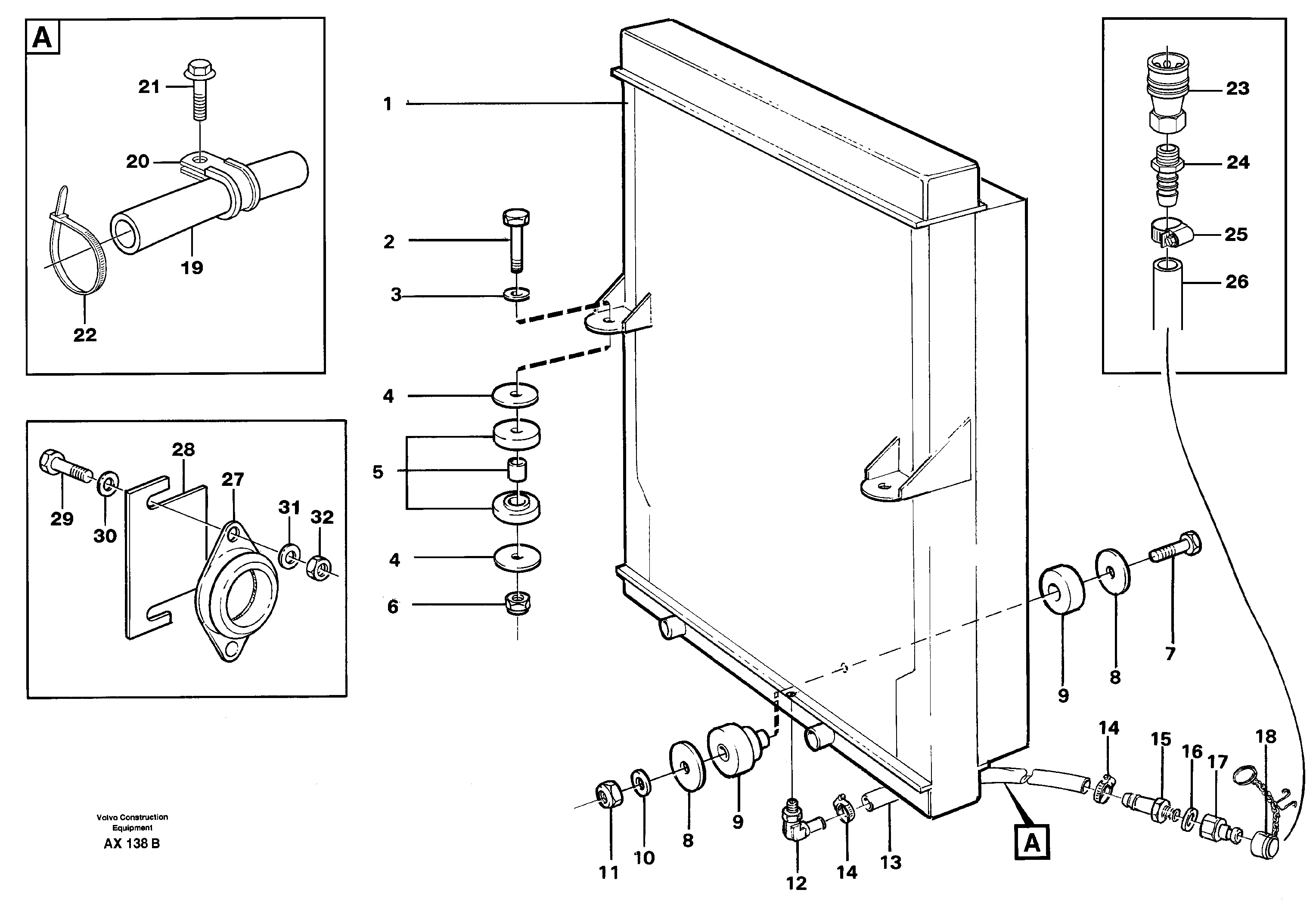 Radiator with fitting parts — volvo parts diagram