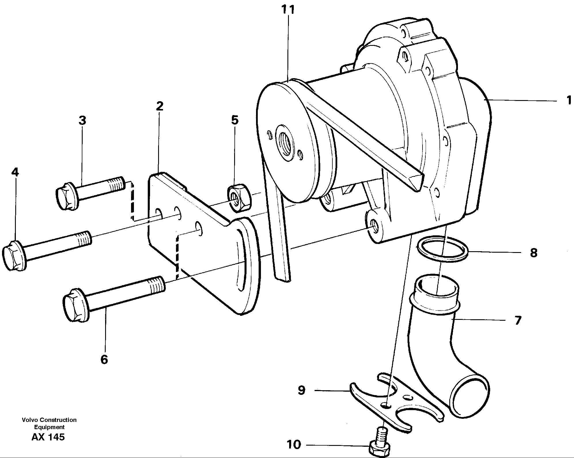 Extra water pump with fitting parts — volvo parts diagram