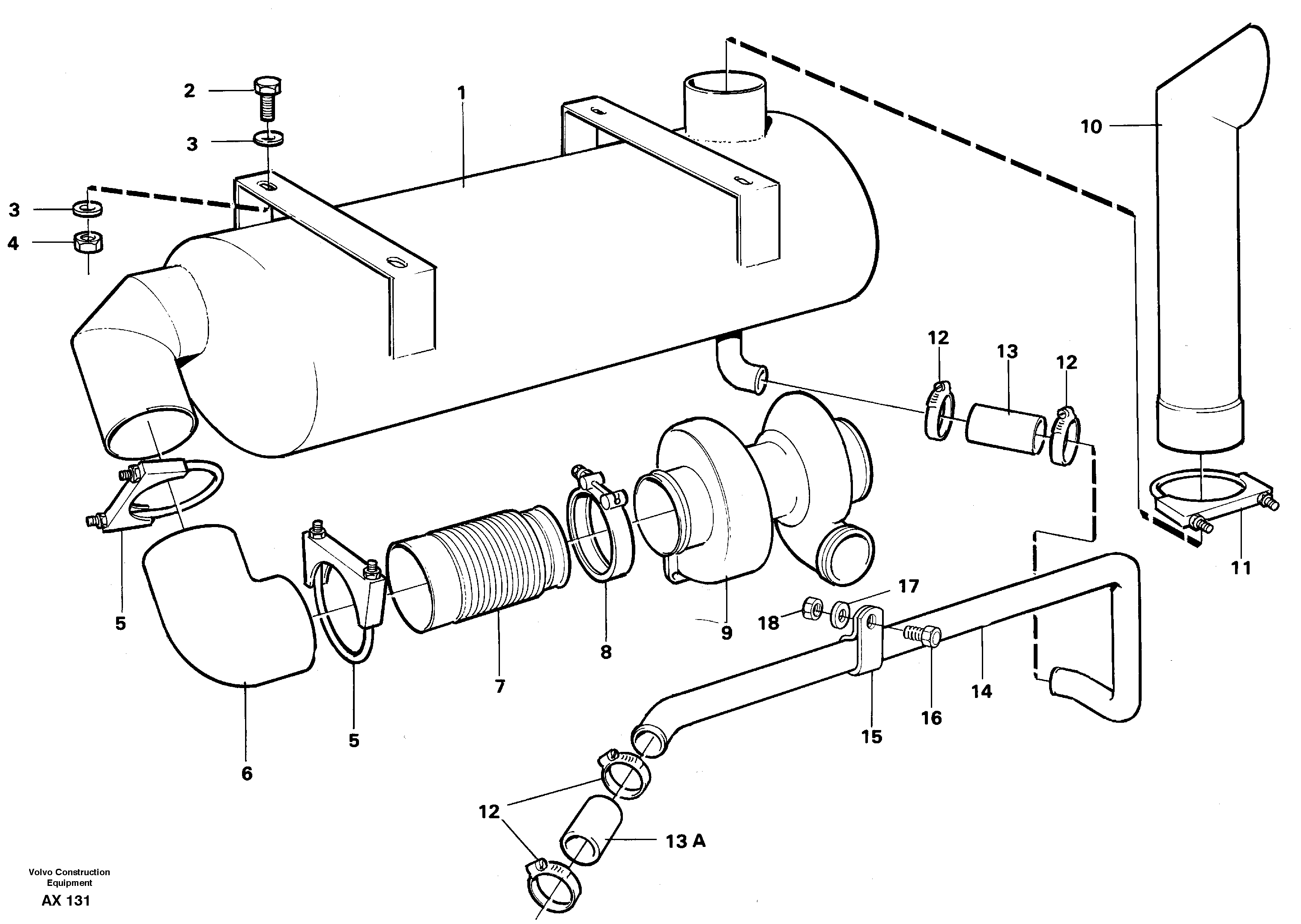 Exhaust system — volvo parts diagram